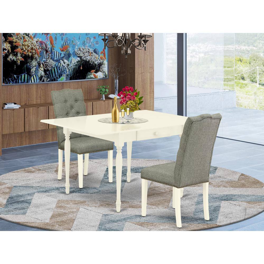Angle. East West Furniture - Dining Room Set Linen White - Brown.