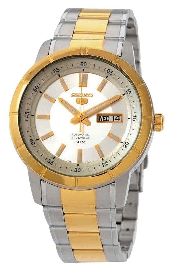 Seiko - Two Tone Stainless Steel Dial 21 Jewels Automatic SNKN58K1 Men's Watch - Silver price history on PriceWatchPro
