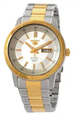 Seiko - Two Tone Stainless Steel Dial 21 Jewels Automatic SNKN58K1 Men's Watch - Silver
