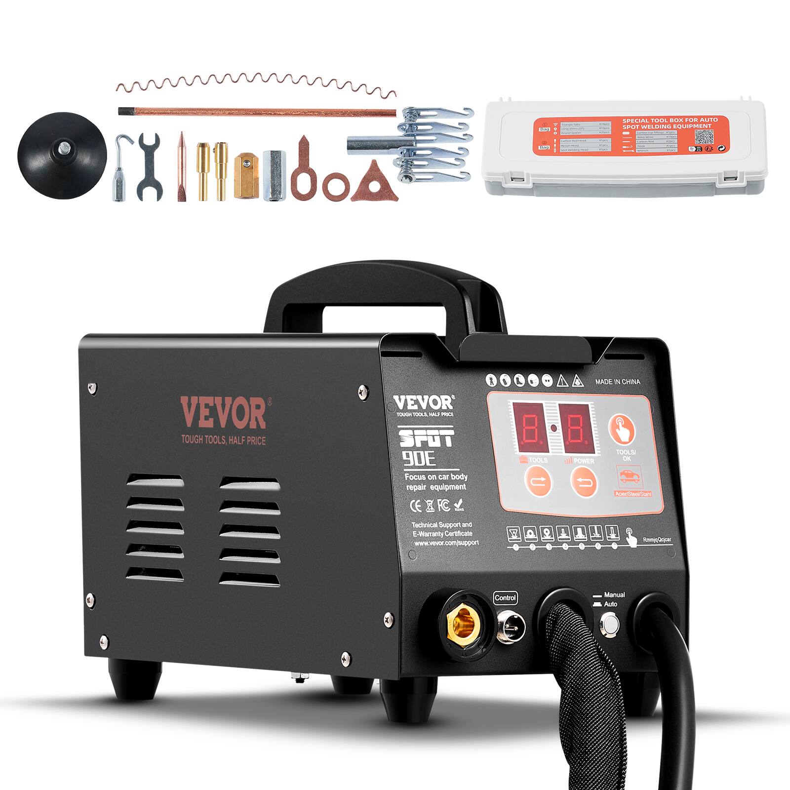 gay may
mangeries ? -
- -  FORT -
SPECIAL TOOL BOX FOR AUTO SPOT WELDING EQUIPMENT OCK - - -  0
VEVOR TOUGH TOOLS, HALF PRICE
VEVOR' TOUGH TOOLS MJ PRICE SPOT 9DE Focus no car body repair equipment  Technical Support and -Warranty Cartificate www.vevor.com/support
TOOLS
MADE IN CHINA TOOLS! al OK POWER AcerStewSon RempCopar
Control
Manual Auto