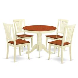East West Furniture - 5 Pc small Kitchen Table set-round Kitchen Table and 4 Chairs for Dining room - Buttermilk & Cherry