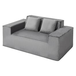 VEVOR - Loveseat Sofa, 63-Inch 2-Seats Couch for Living Room, Modern Small Corduroy Couch with Pocket Springs, Soft Cushions - Gray