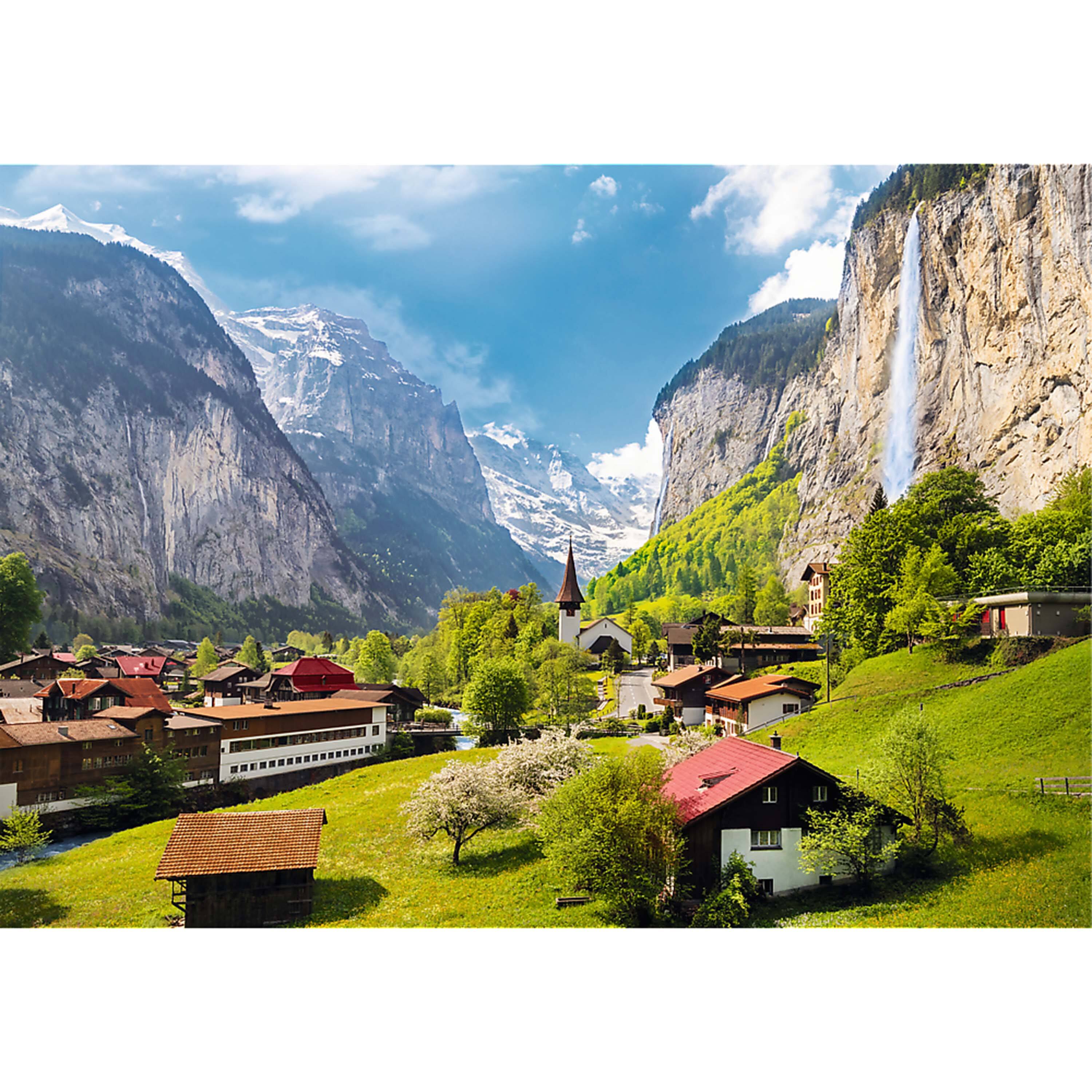 Alt View 1. Trefl - Trefl Red 3000 Piece Puzzle -  Lauterbrunnen, Switzerland.