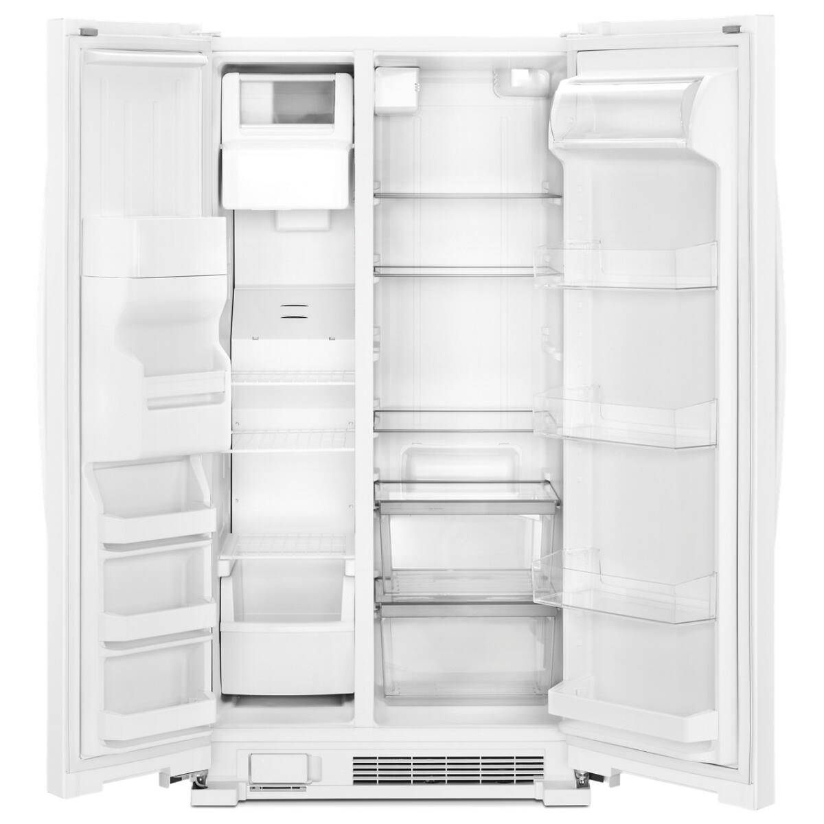 Angle. Whirlpool - 25 Cu. Ft. Side-by-Side Refrigerator with Frameless Glass Shelves - White.