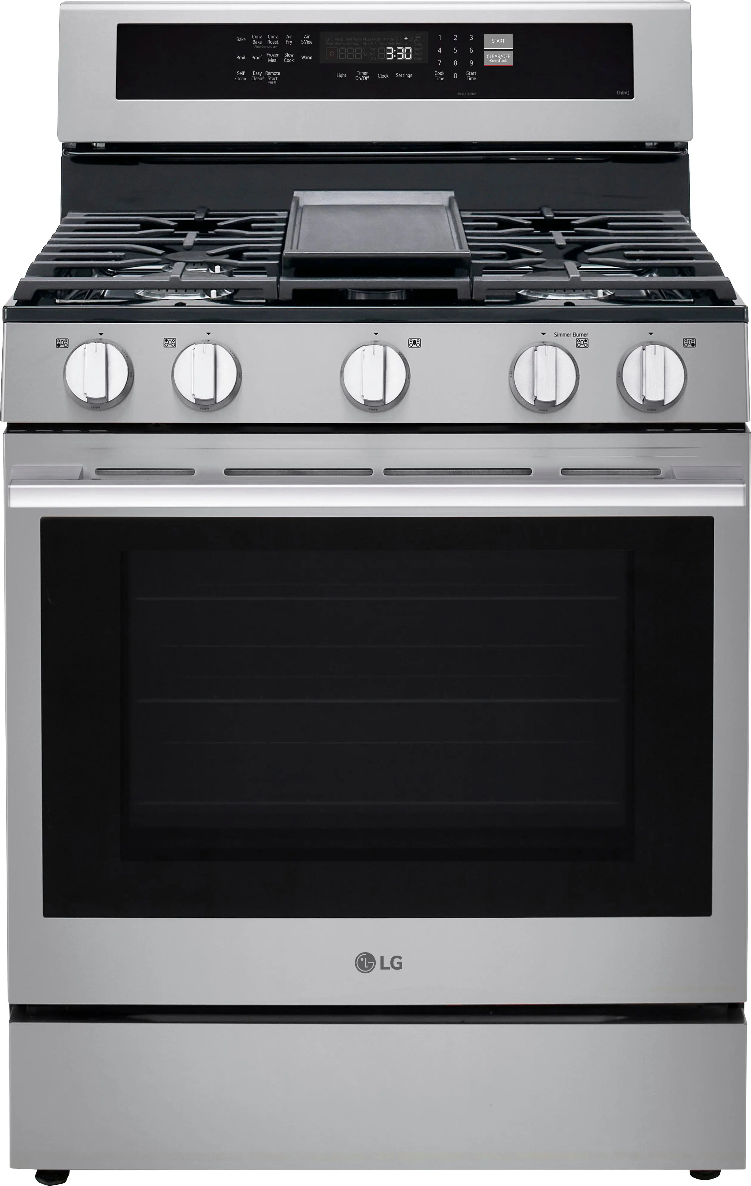 LG - 6.3 Cu. Ft. Freestanding Gas True Convection Smart Range with EasyClean, Air Fry and UltraHeat 20K Burner - Stainless Steel