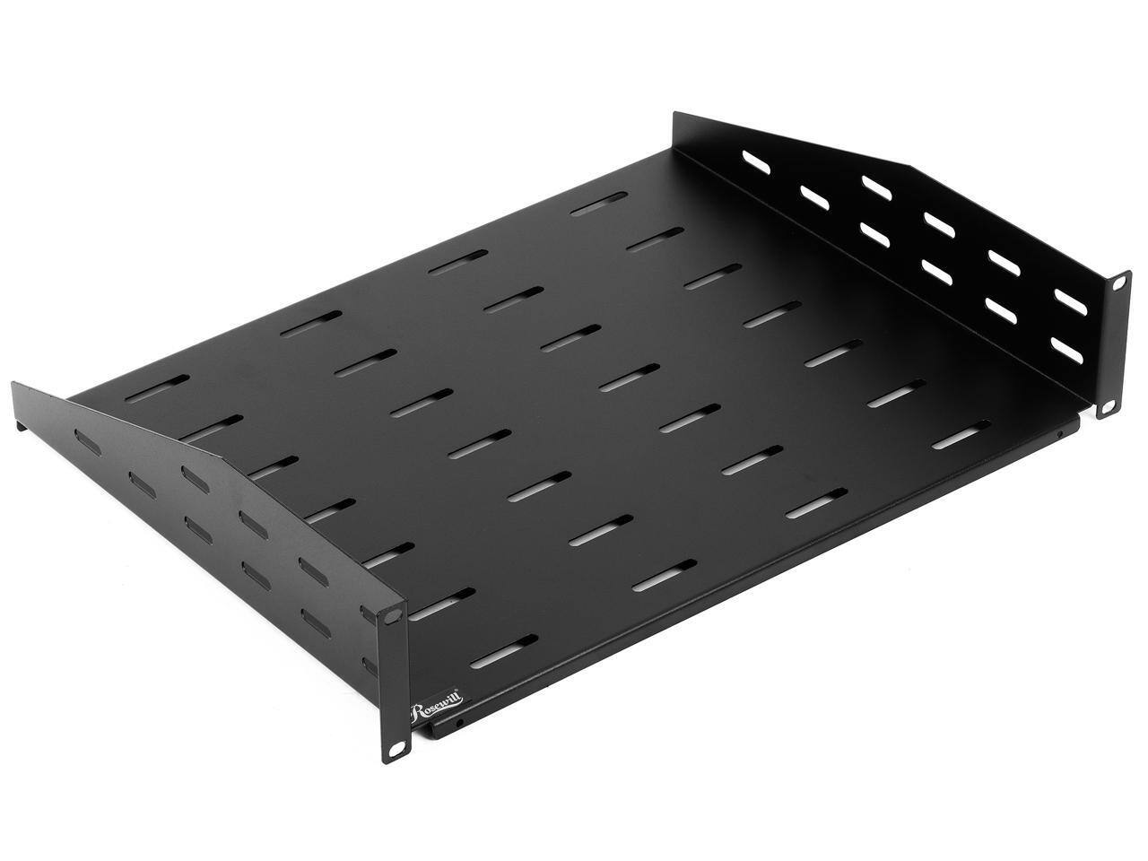 Alt View 2. Rosewill - Rosewill 2U 19-Inch Universal Vented Rack Mount Cantilever Server Cabinet Shelf 14-Inches Deep Black-RSA-2USHF001 - Black.