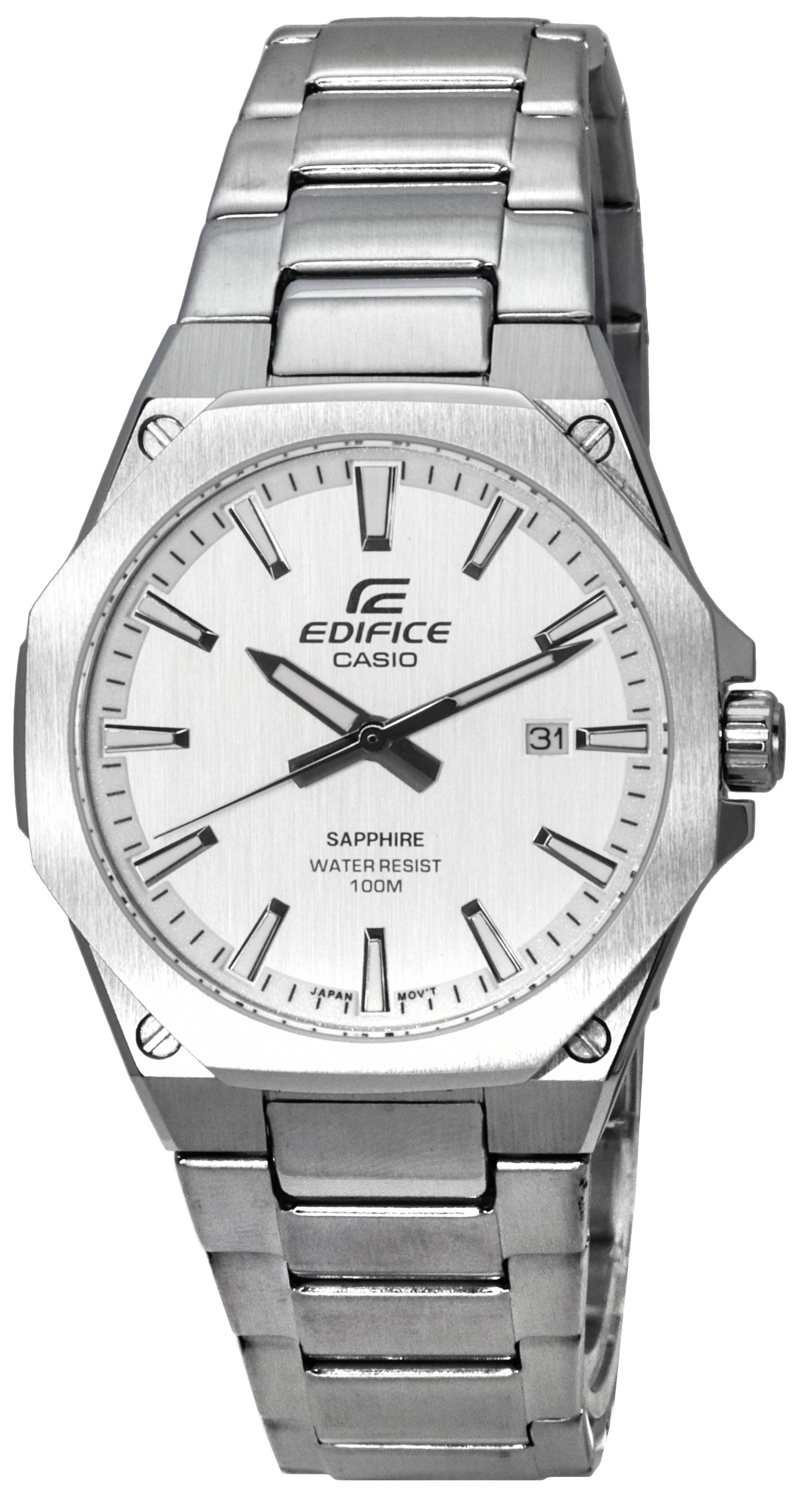 Casio - Edifice Stainless Steel White Dial Quartz EFR-S108D-7A EFRS108D-7 100M Men's Watch - Silver, White