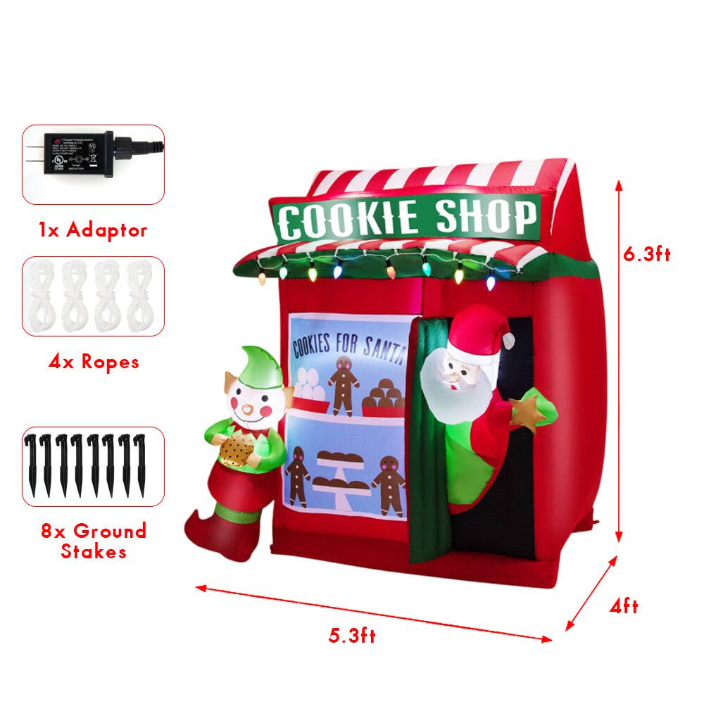 1x Adaptor  
4x Ropes  
8x Ground Stakes  

COOKIE SHOP  
6.3ft  
5.3ft  
4ft