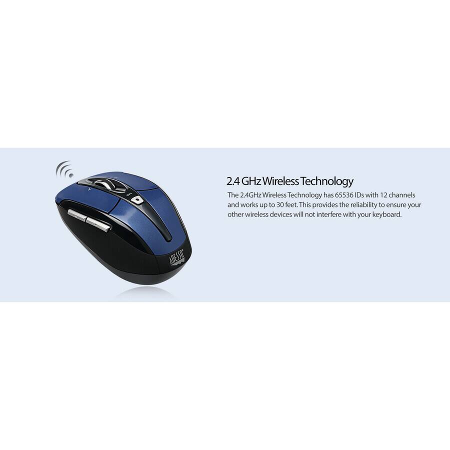 2.4 GHz Wireless Technology

The 2.4GHz Wireless Technology has 65536 IDs with 12 channels and works up to 30 feet. This provides the reliability to ensure your other wireless devices will not interfere with your keyboard.