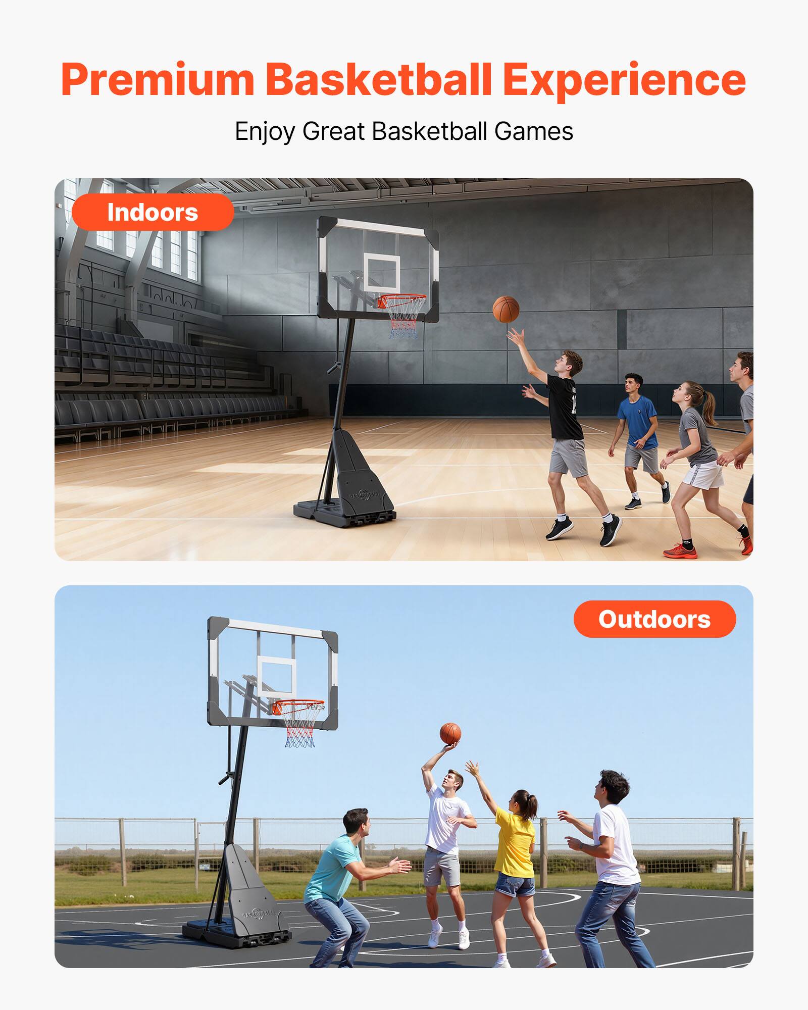 Premium Basketball Experience  
Enjoy Great Basketball Games  

Indoors  

Outdoors