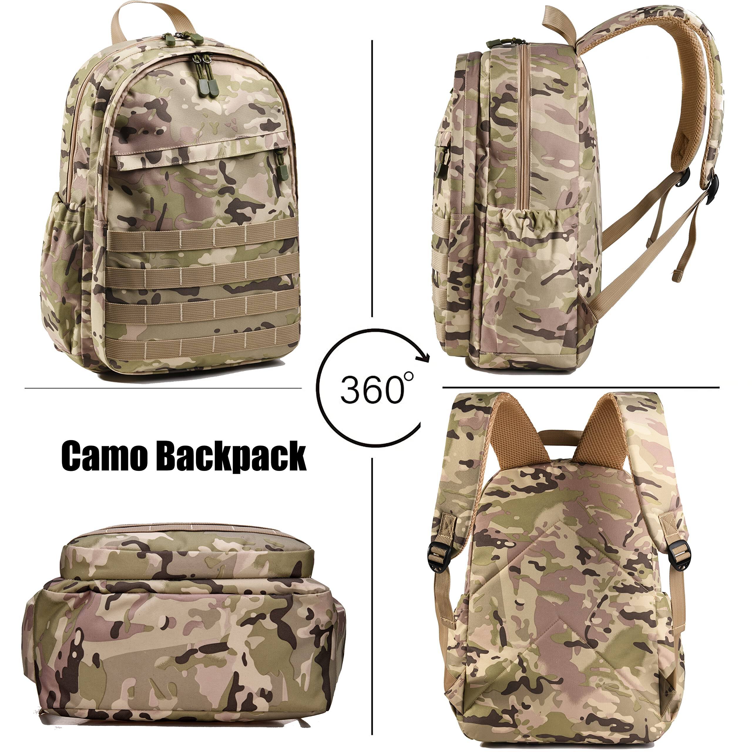 Alt View 3. Live At Space - Backpack With Lunch Box Waterproof School Bag Outdoor Travel Camping Daypack Camo For Rucksack (amy Green  Large) - Amy Green Backpack-Large.