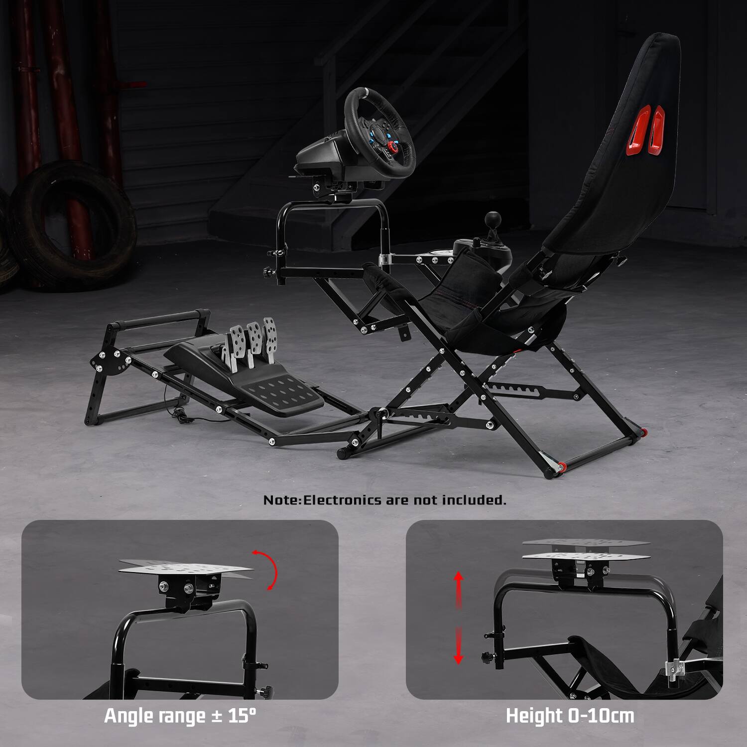 Note: Electronics are not included.

Angle range ± 15°

Height 0-10cm