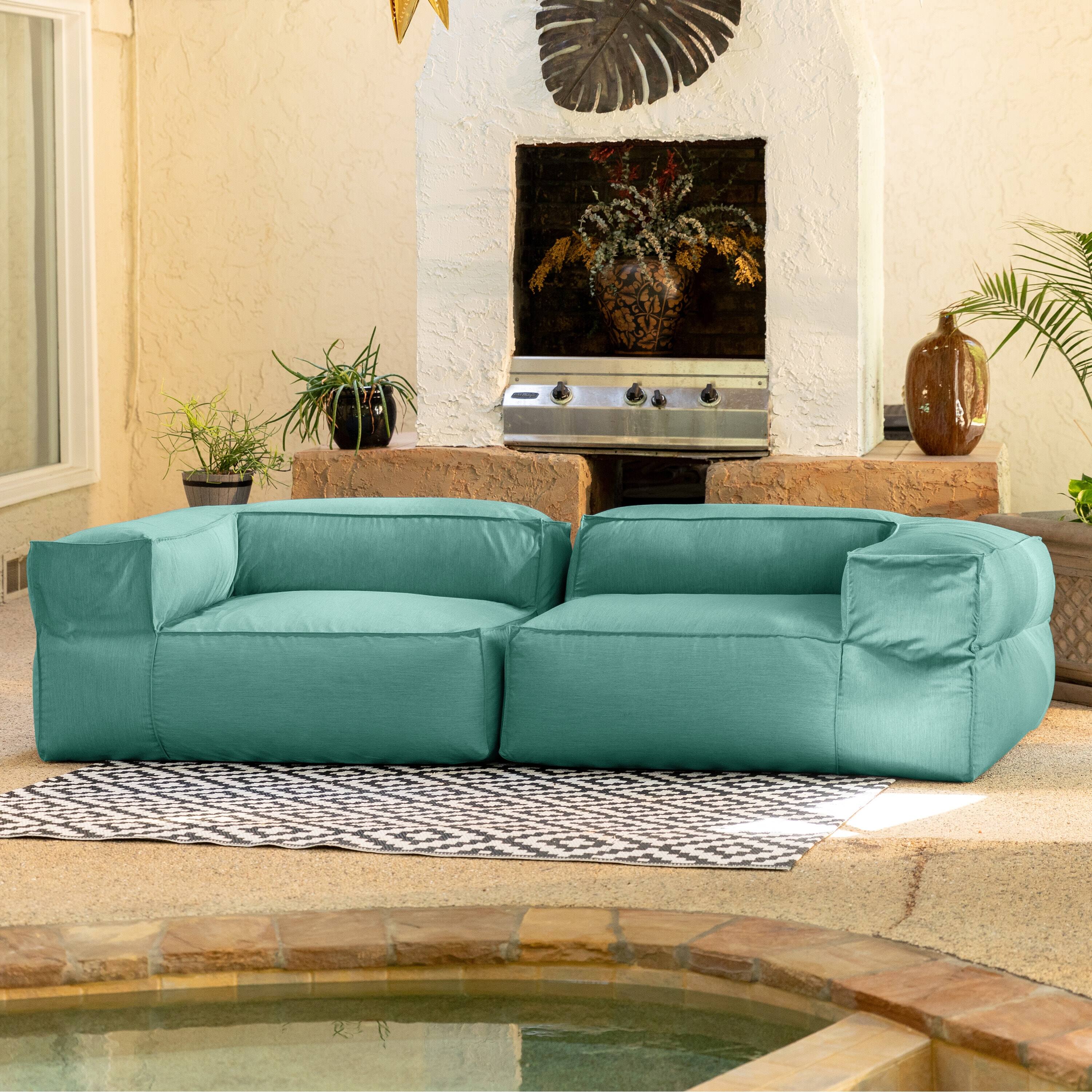 Angle. Jaxx - Baya Outdoor Modular Loveseat - Luxurious Soft Seating for Poolside or Hospitality, Breeze - Breeze.