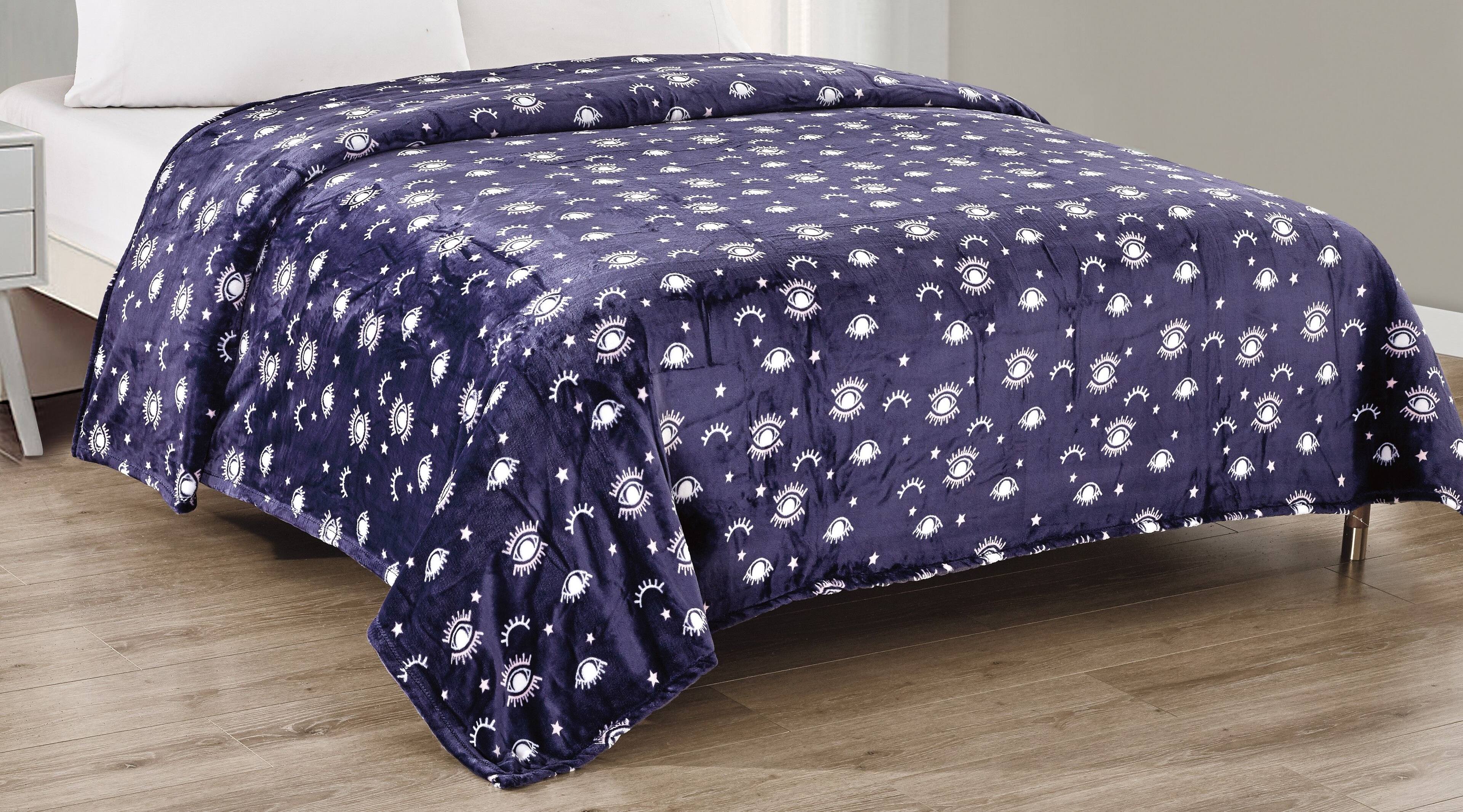 Angle. Noble House - Noble House Super Plush & Comfy Fleece Open Eye Blanket 90' x 90" - Evil Eye - Evil Eye.