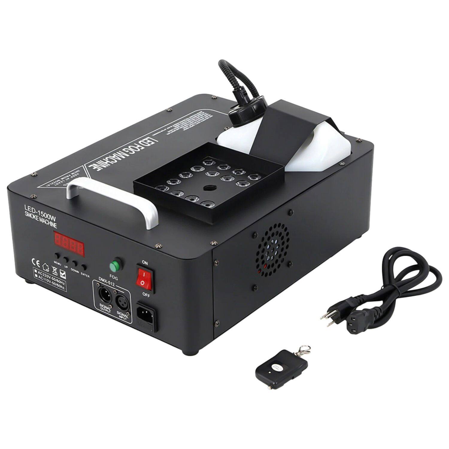 LED-1500W FOG MACHINE  
SMOKE MACHINE  
DM-512  
ON/OFF  
CE  
AC 100-240V~50/60Hz  
DM-512