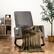 Alt View 4. Costway - Mid Century Rocking Chair Nursery Armchair Retro Fabric Upholstered - Gray.