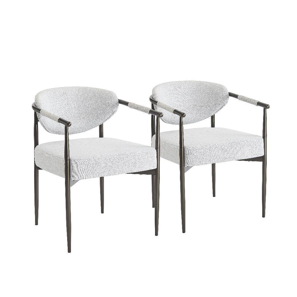 Alt View 4. Loheer - Loheer Modern Dining Chairs Set of 2 Upholstered Beige Armchairs with Bronze Iron Frame Kitchen Accent Chairs - Beige.