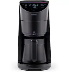 GE Profile - Grind and Brew 10-Cup and Single Serve Brewer with 6 Option Adjustable Burr Grinder - Carbon Black - Front_Zoom