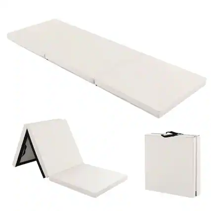 Front. Kadyn - Gymnastics Mat, Exercise Tumbling Mat,6 x 2 FT Tri-Fold Gym Mat with Handles and Removable Zippered Cover-Light Gray - Gray.