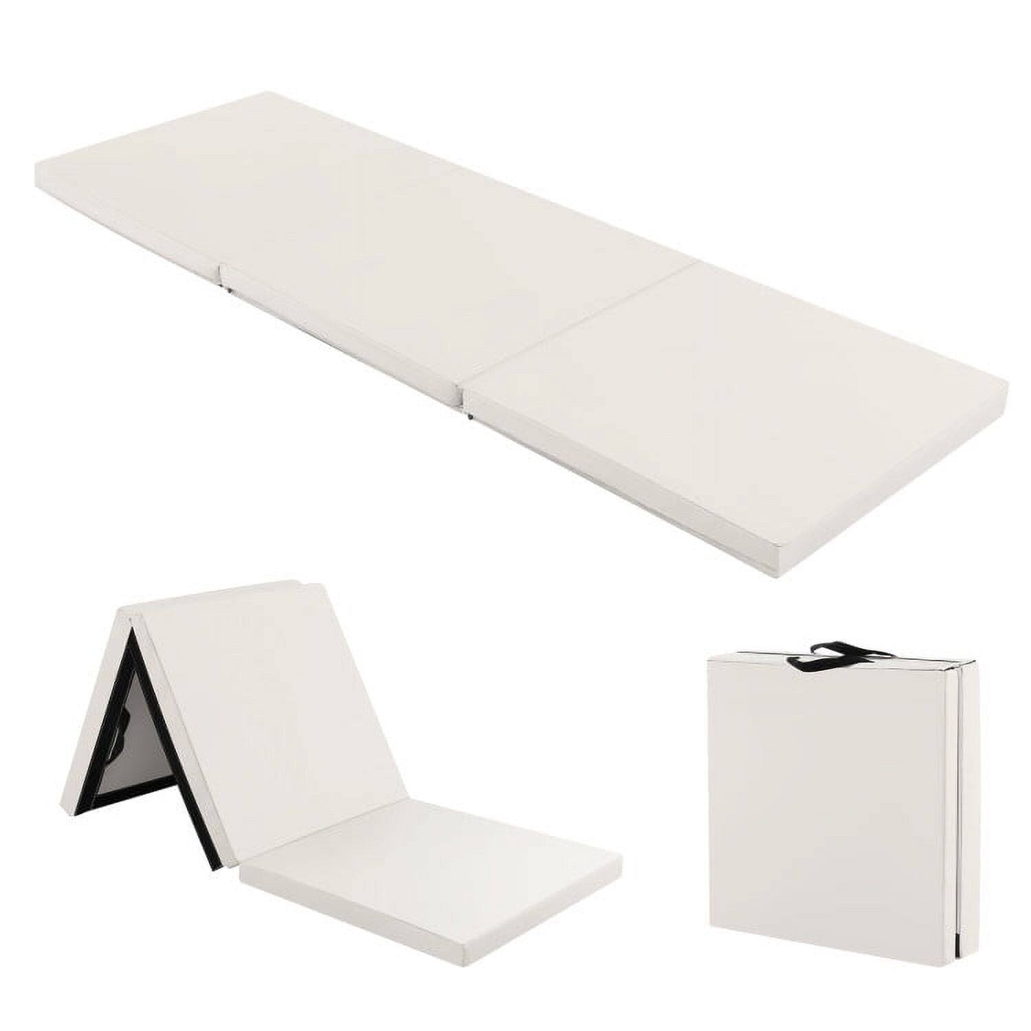 Kadyn - Gymnastics Mat, Exercise Tumbling Mat,6 x 2 FT Tri-Fold Gym Mat with Handles and Removable Zippered Cover-Light - Gray