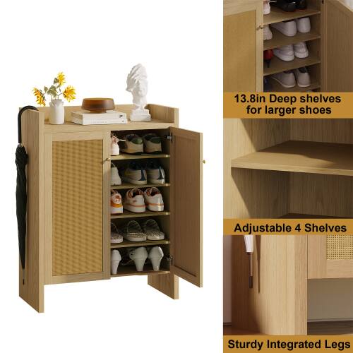13.8in Deep shelves for larger shoes  
Adjustable 4 Shelves  
Sturdy Integrated Legs