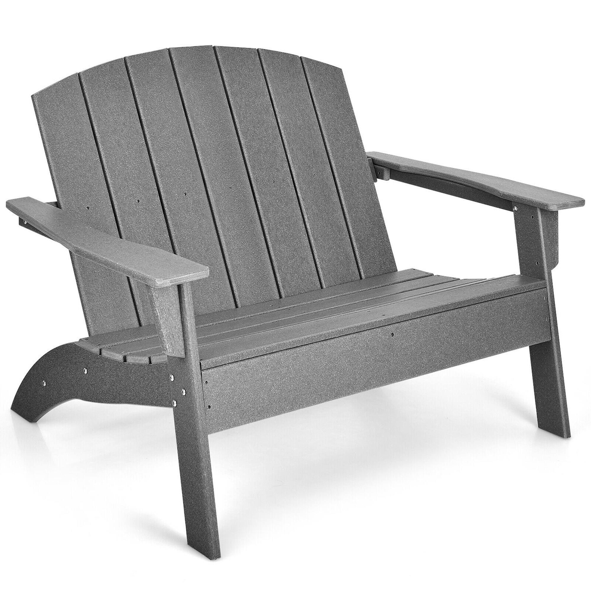 Alt View 5. Gymax - Gymax Set of 2 Adirondack Chair Patio HDPE Adirondack Loveseat Bench Weather Resistant - Grey.