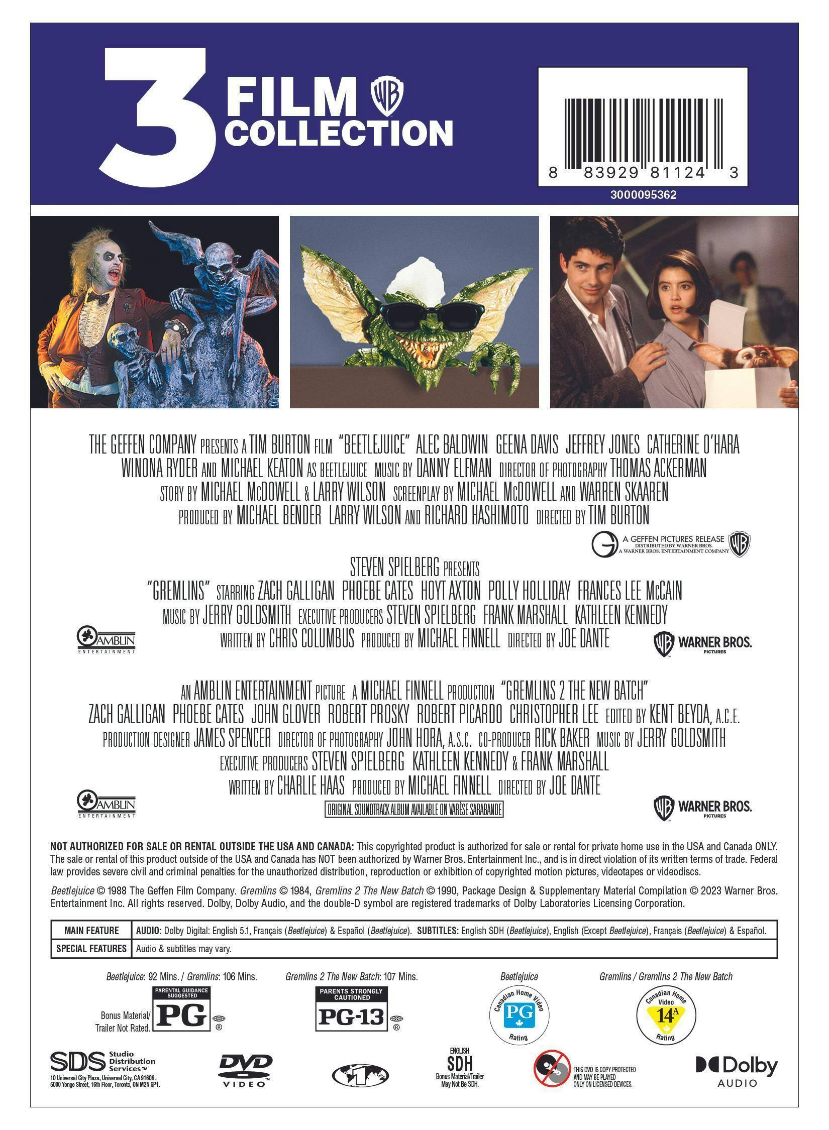 Angle. Beetlejuice/Gremlins/Gremlins: The New Batch (DVD Triple Feature) [DVD].