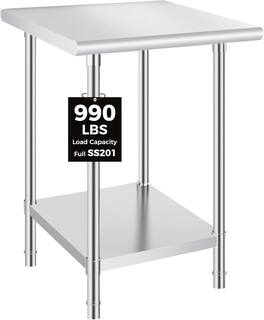 OSTBA - 24x24 In Prep Table, NSF Commercial Heavy-Duty Work Table with Adjustable Undershelf & Feet - Stainless Steel
