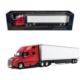 Volvo VNL 860 High-Roof Sleeper and 53' Trailer with Skirts Red with White Trailer 1/50 Diecast Model by First Gear