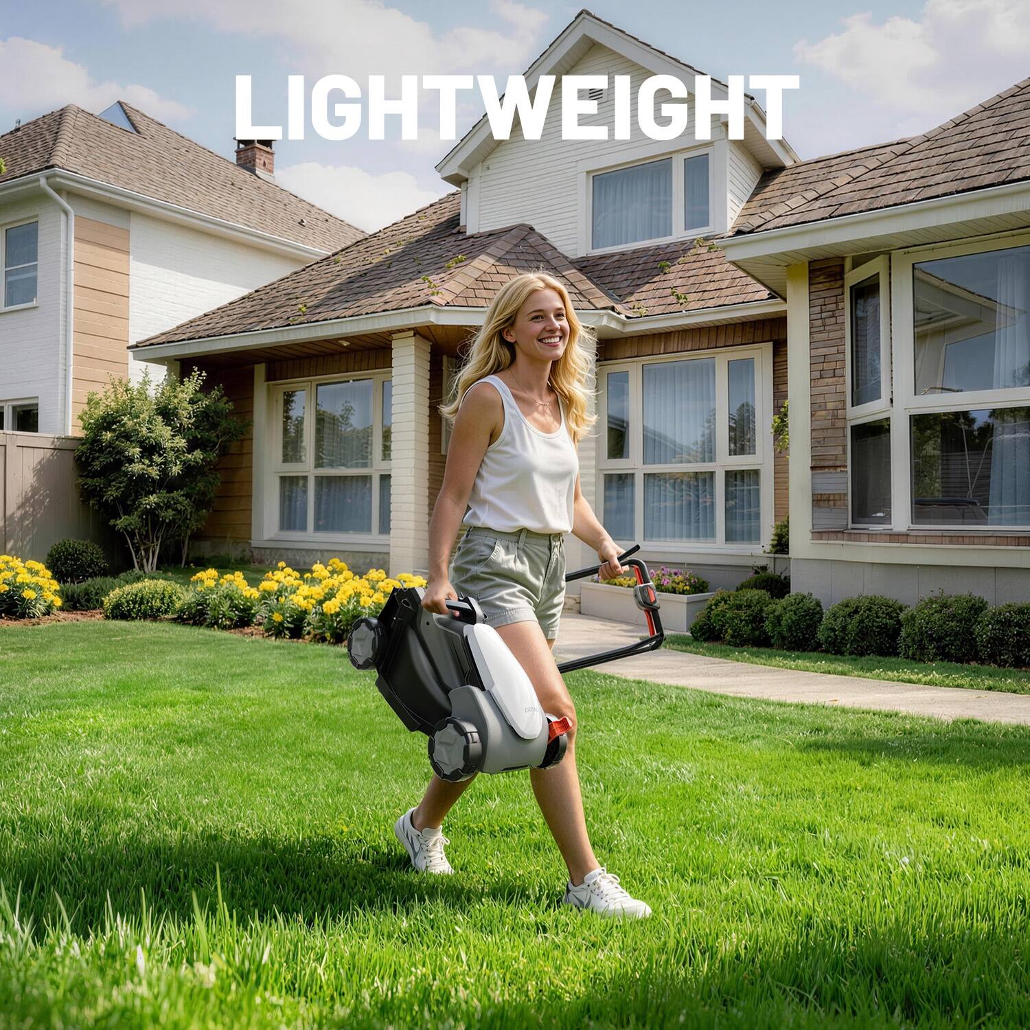 Alt View 3. Litheli - Litheli Electric Lawn Mower Cordless,Grass Cutter Machine for 2800 Sq. Ft.Lawnmower with Brushless Motor, 14 In Cutting - black， white.