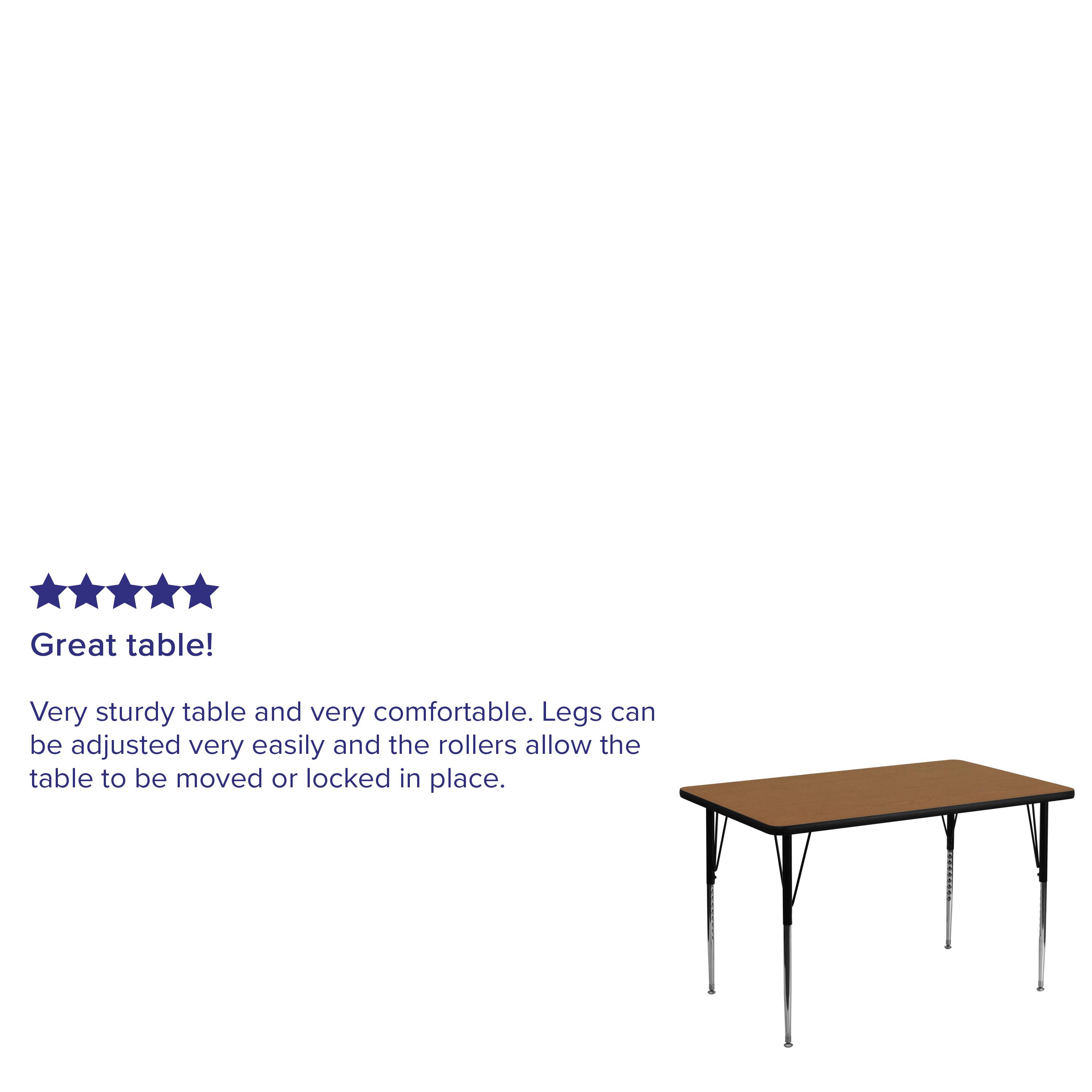 Emma + Oliver 36x72 Rectangle Laminate Adjustable Activity Table Oak ...