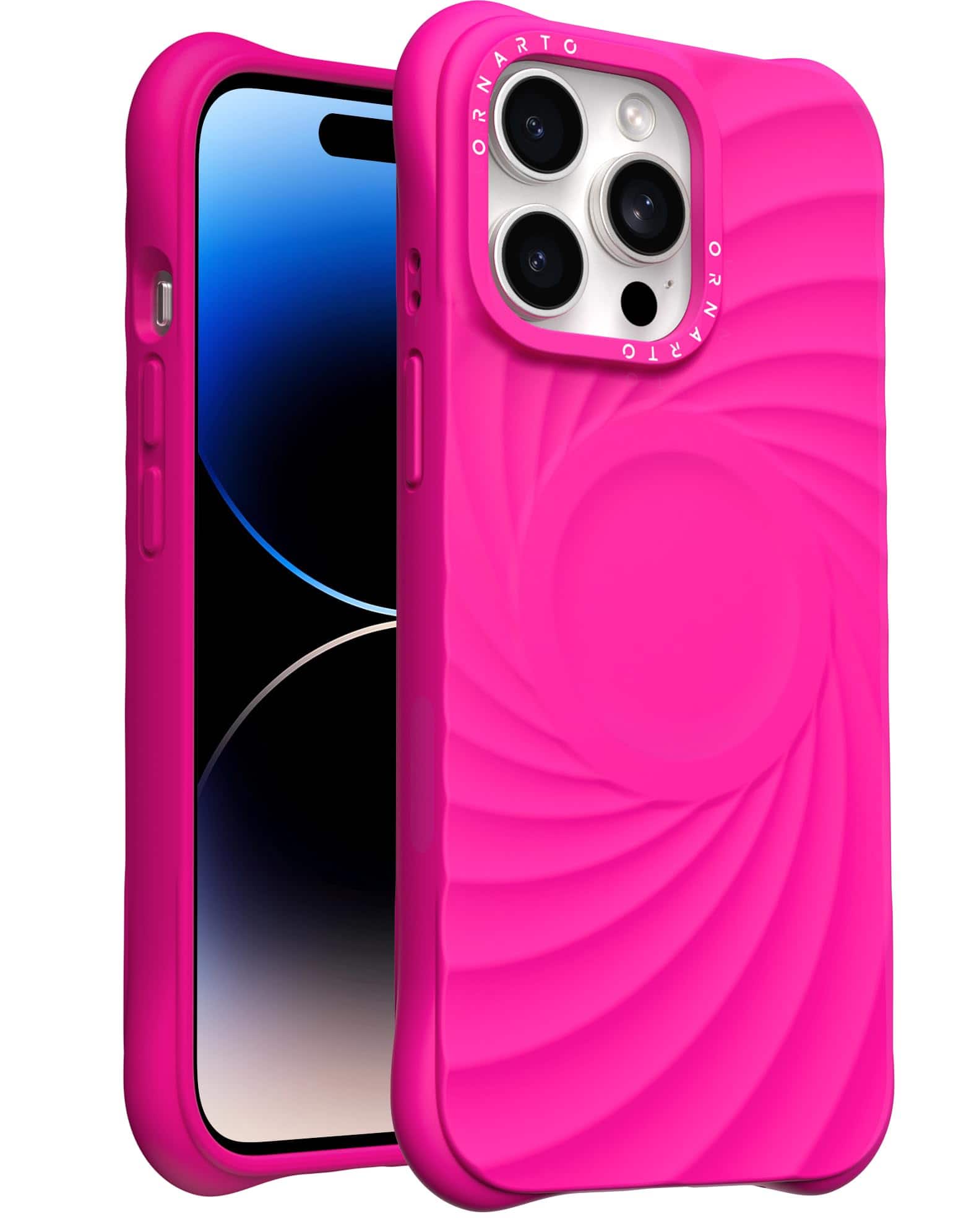 Ornarto - Vortuxe for iPhone 14 Pro Max Case 6.7",Compatible with MagSafe,Sleek Liquid Silicone Phone Cover - Hot Pink