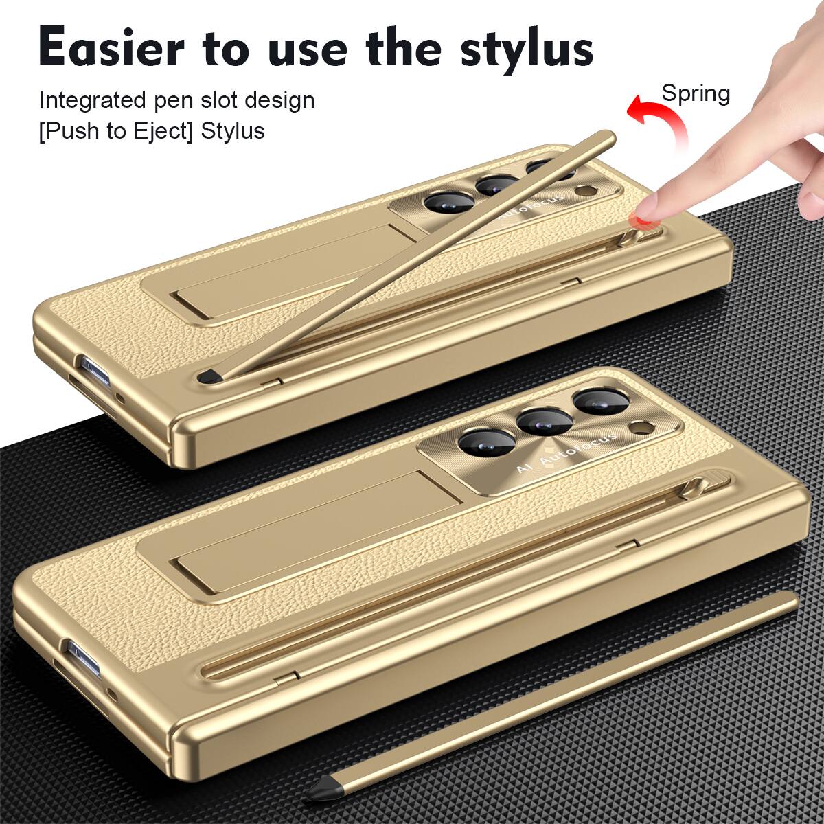 Easier to use the stylus  
Integrated pen slot design  
[Push to Eject] Stylus  
Spring  
AI Autofocus