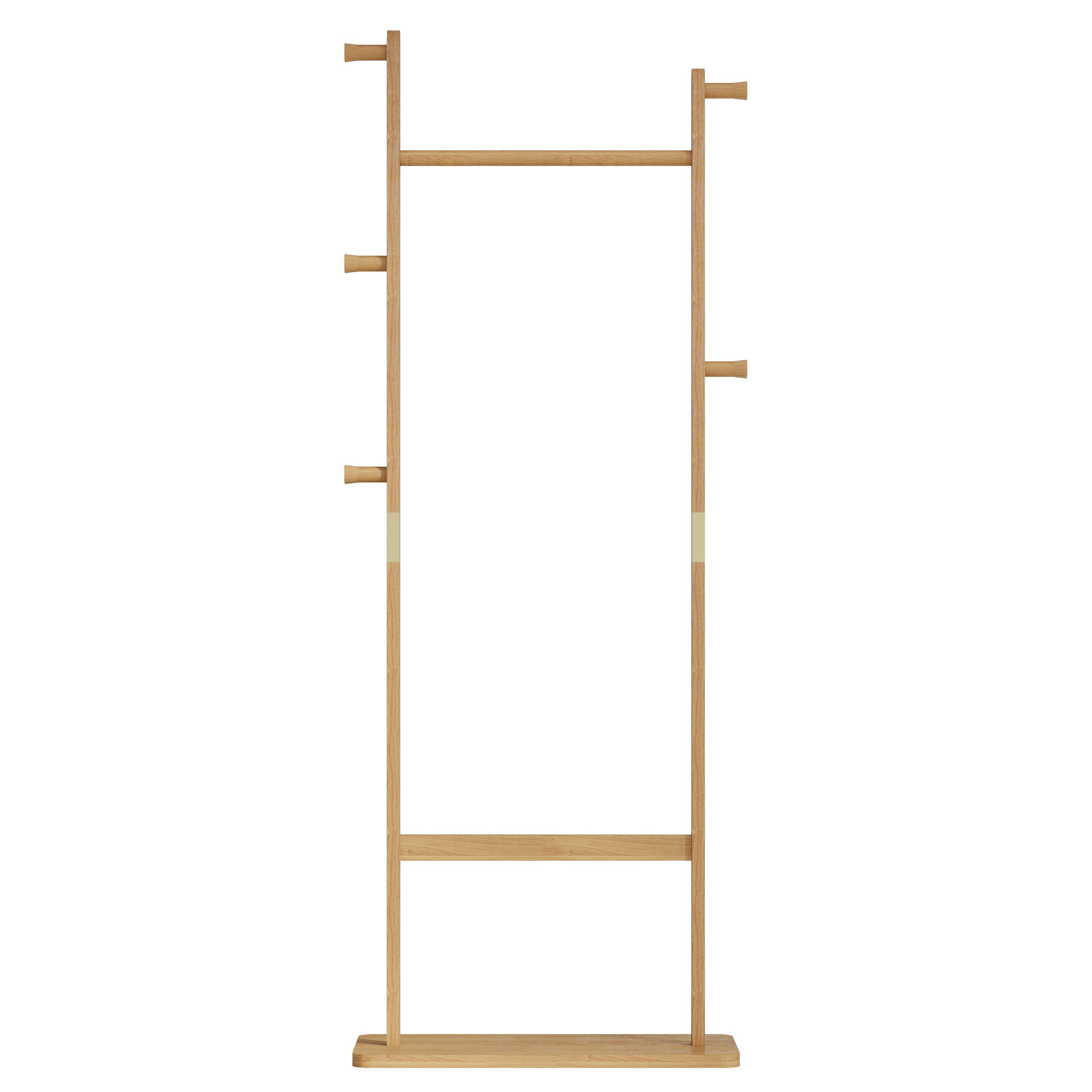 Alt View 4. MERAVOM - Solid Wood Coat Rack, Freestanding Clothing Rack with 5 Hooks & Bottom Shelf, Coat Rack Stand for Entryway, Bedroom - Natural.
