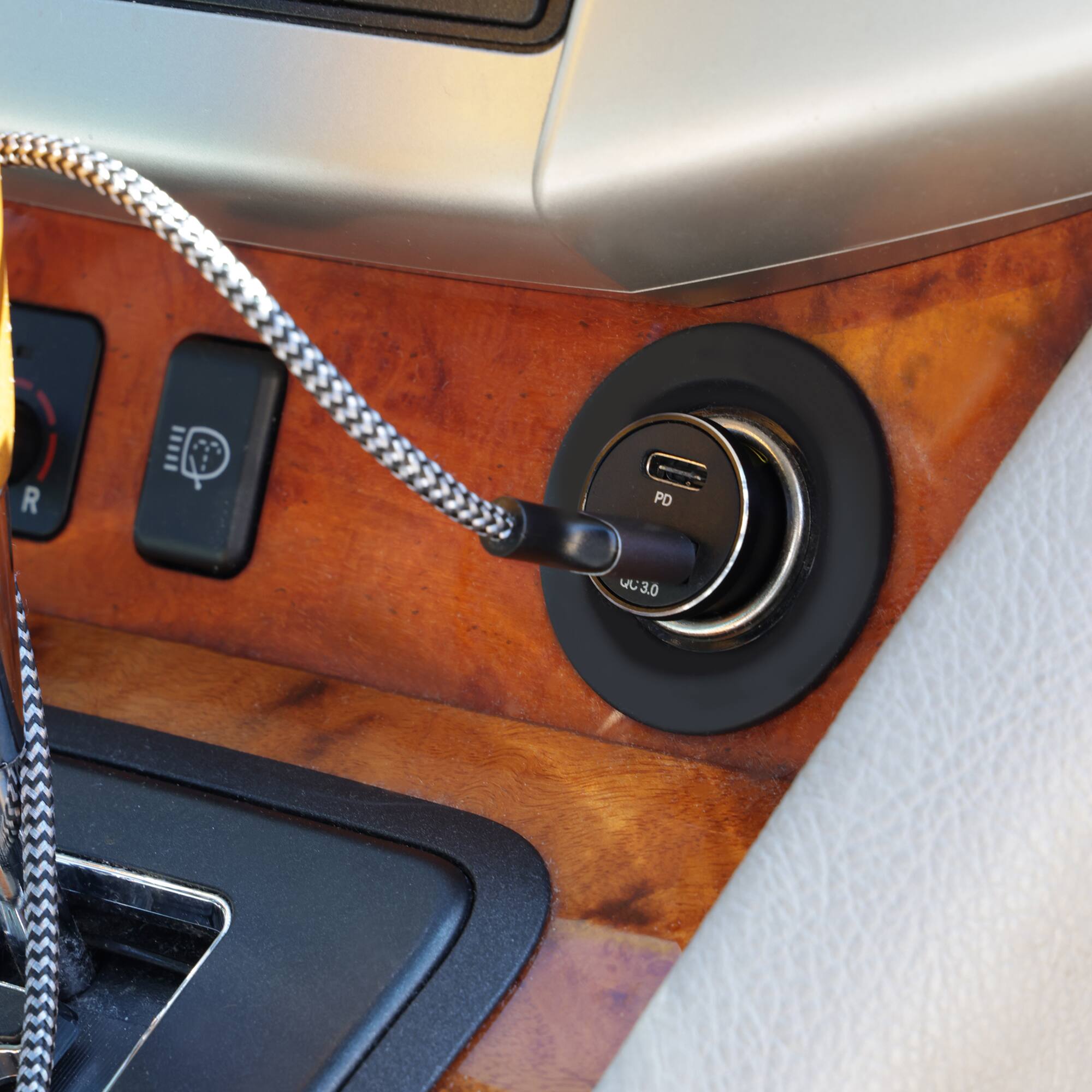 Alt View 1. Xtreme - Xtreme Power Pro Series 36W Dual Port High-Speed Power Delivery USB-C & 18W Quick Charge USB-A Adapter Car Charger - Black.