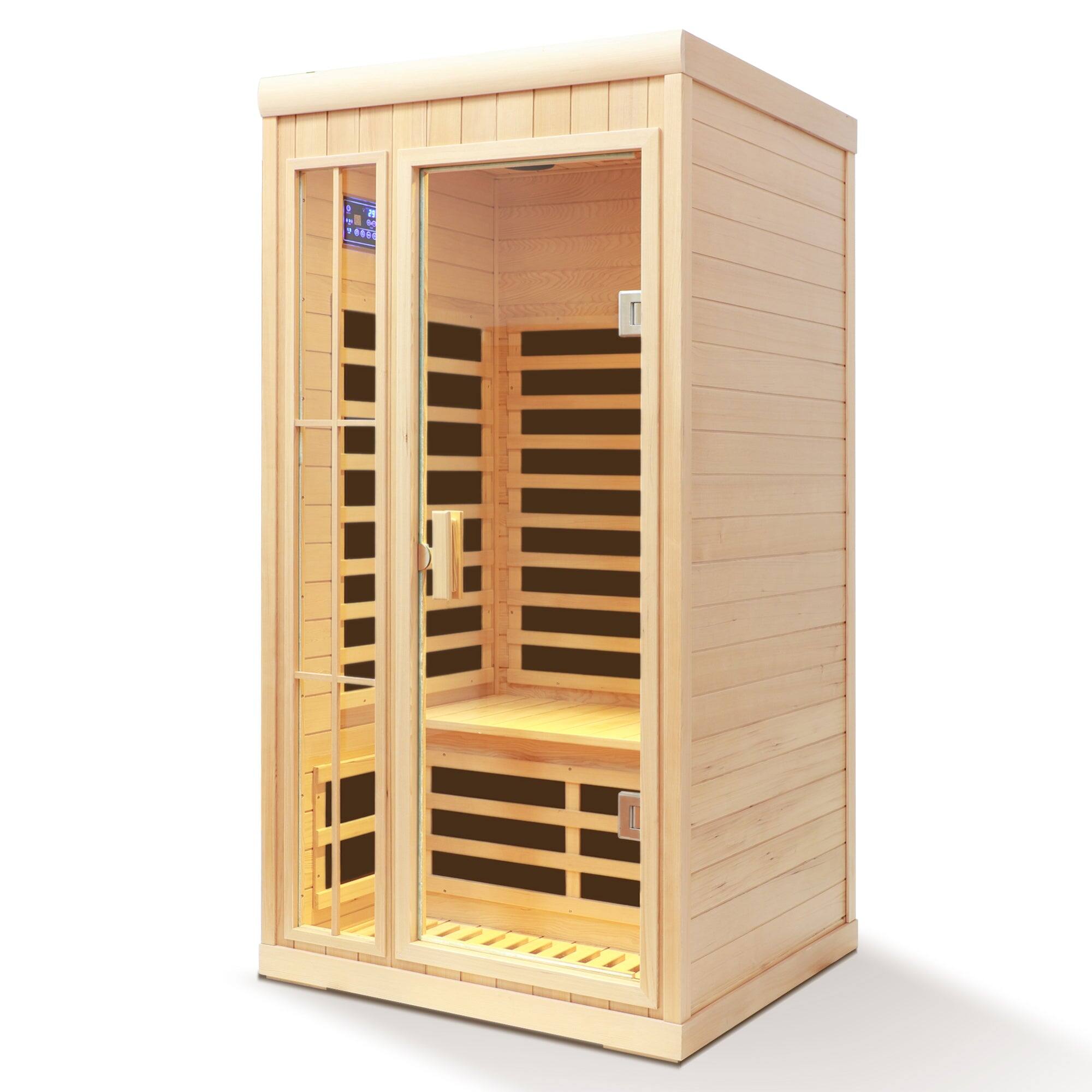 Alt View 7. Boyel Living - One Person Infrared Hemlock Sauna with APP and LED Color Light Control - Natural.