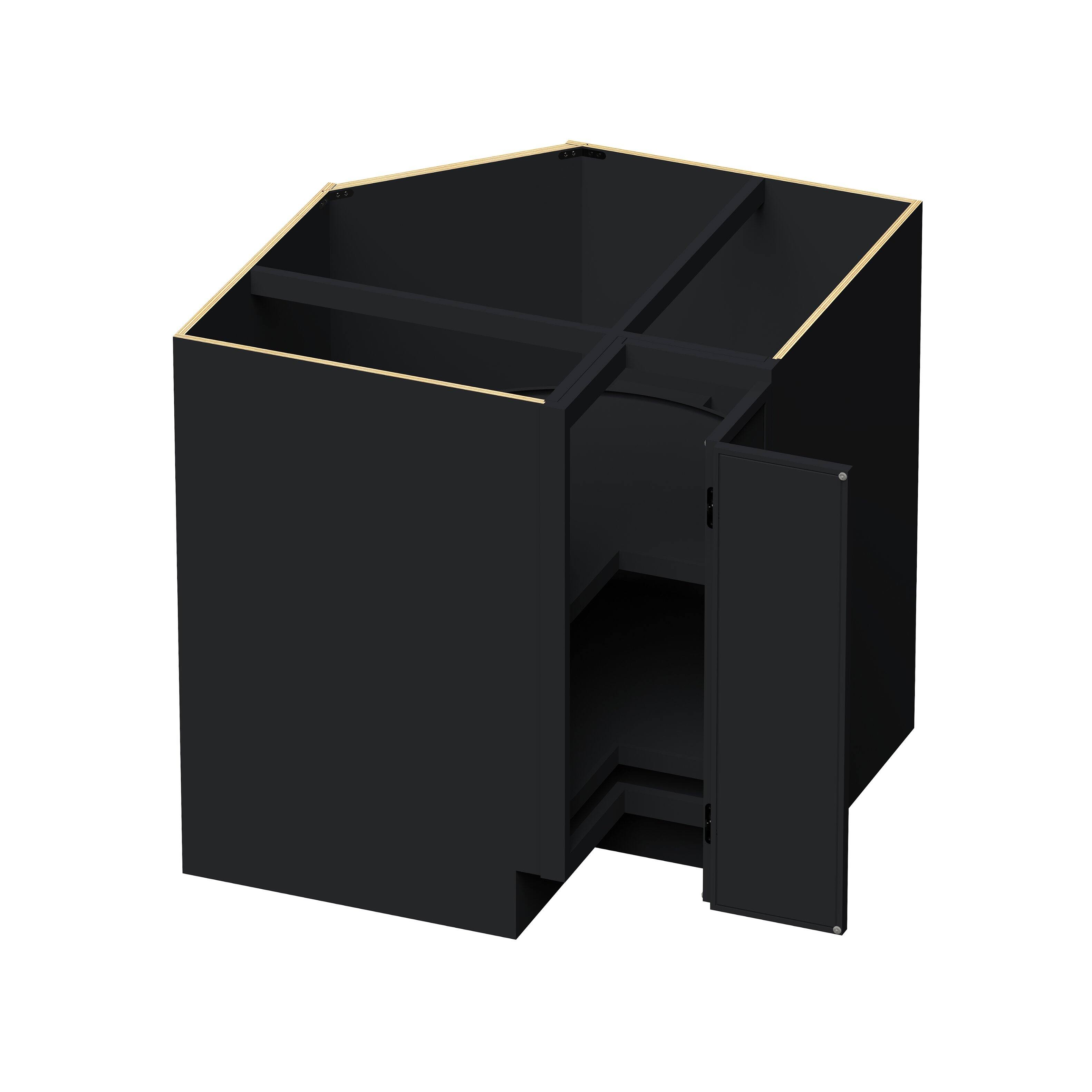 Angle. Boyel Living - 33-in W x 34.5-in H x 24-in D Shaker RTA Kitchen Lazy Susan Corner Base Cabinet with Soft-Close - Black.