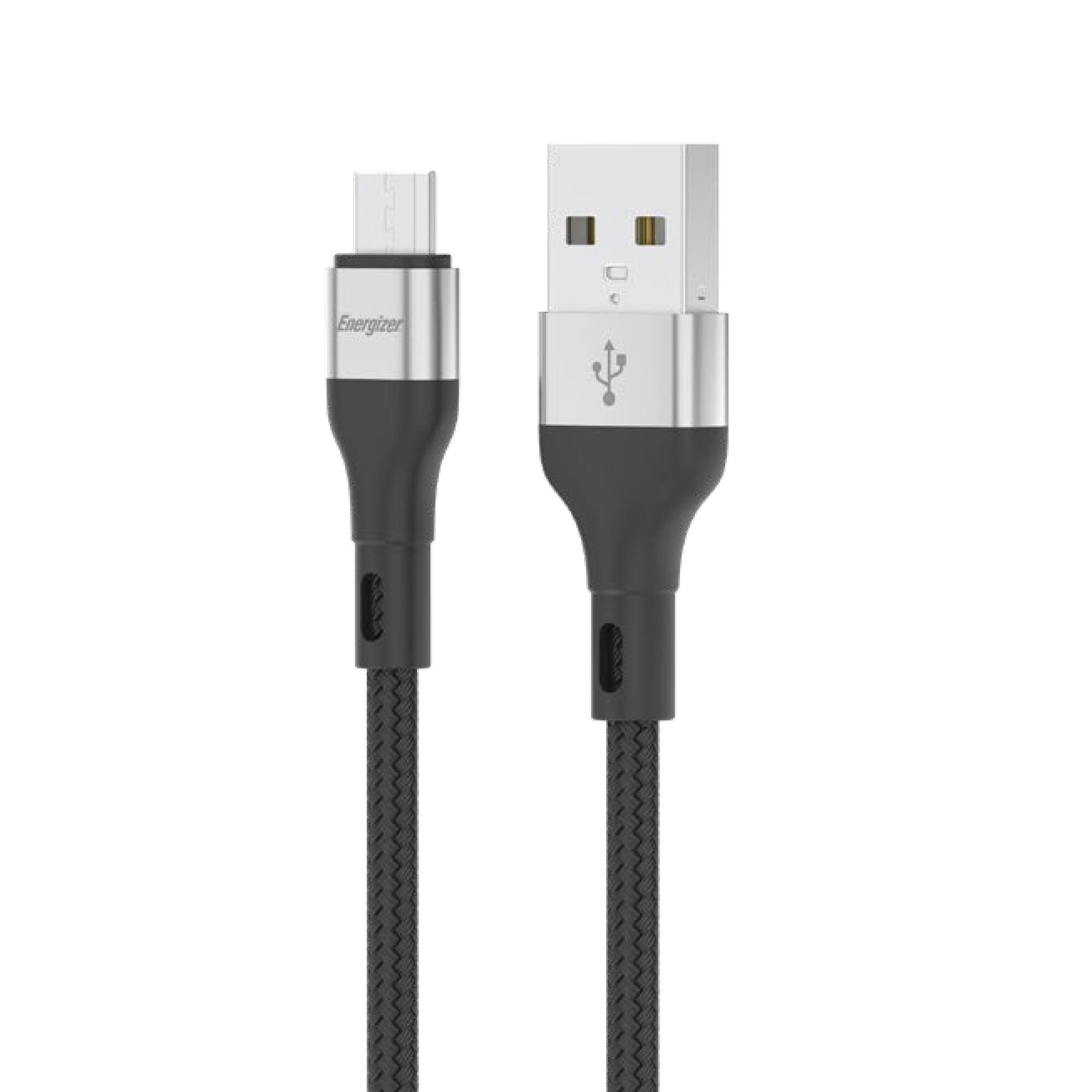 Front. Energizer - Energizer Braided Micro USB Cable – 4ft Durable Cord with Rugged Aluminum Alloy Shell - Black.