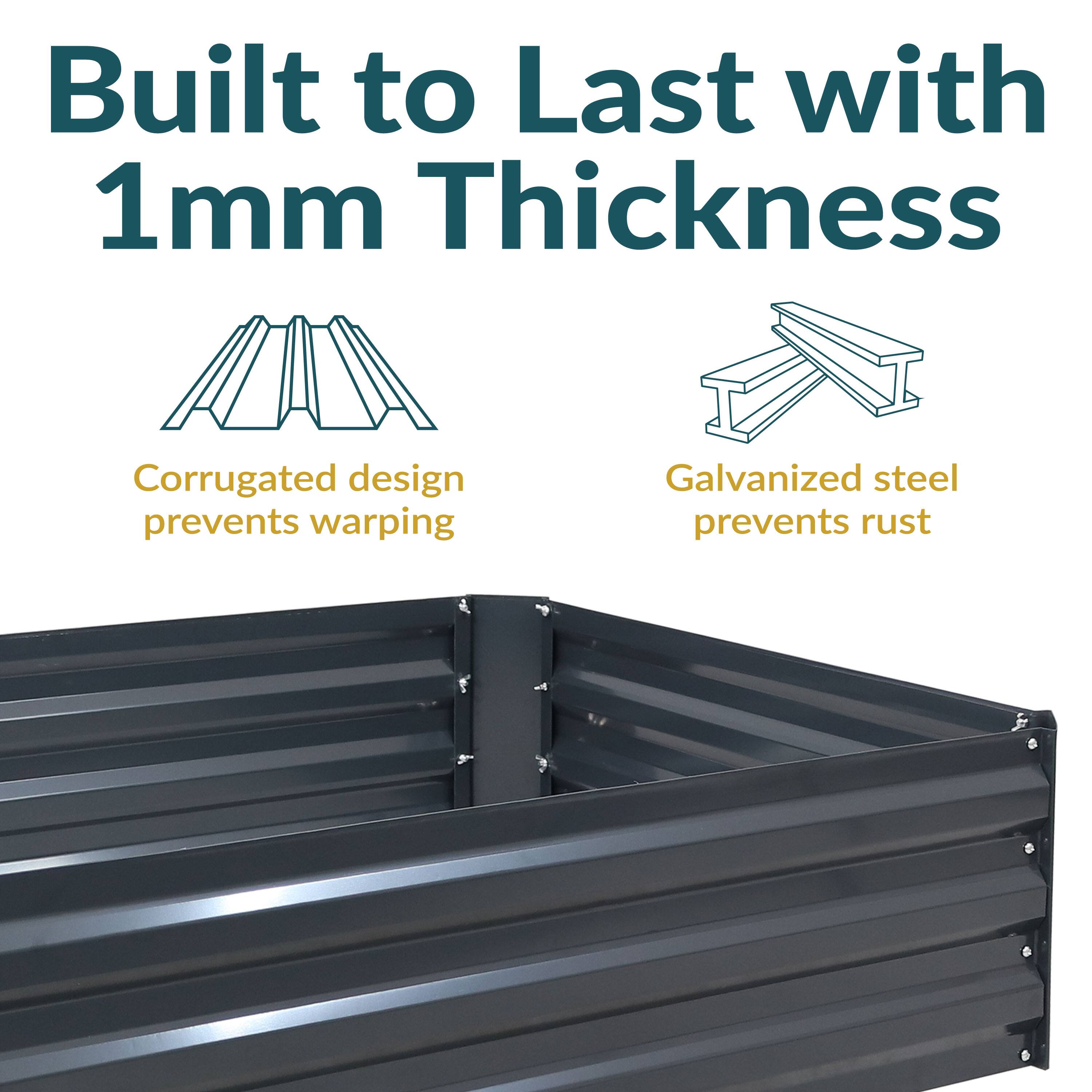 Built to Last with 1mm Thickness

- Corrugated design prevents warping
- Galvanized steel prevents rust