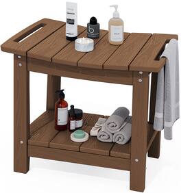 SERWALL - 18" Shower Bench, Waterproof Shower Stool for Inside Shower, 360 lbs Capacity - Brown