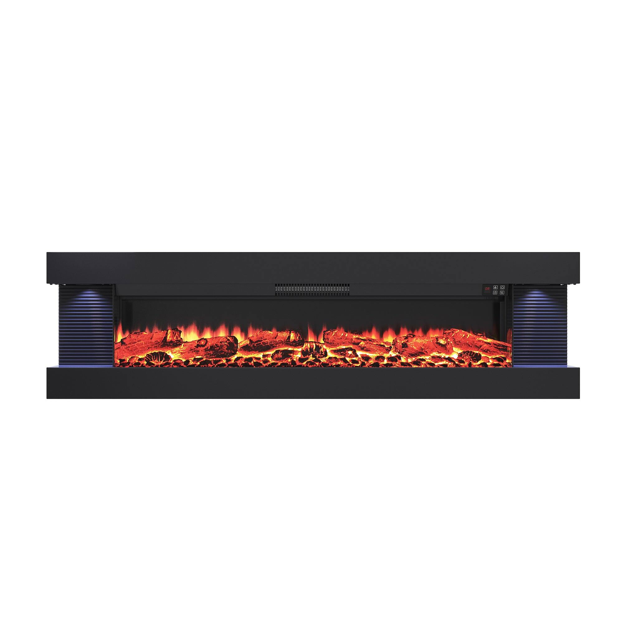 Alt View 3. Boyel Living - 60 inch Hanging Electric Fireplace with Remote Control and LED Side Lights - Black.