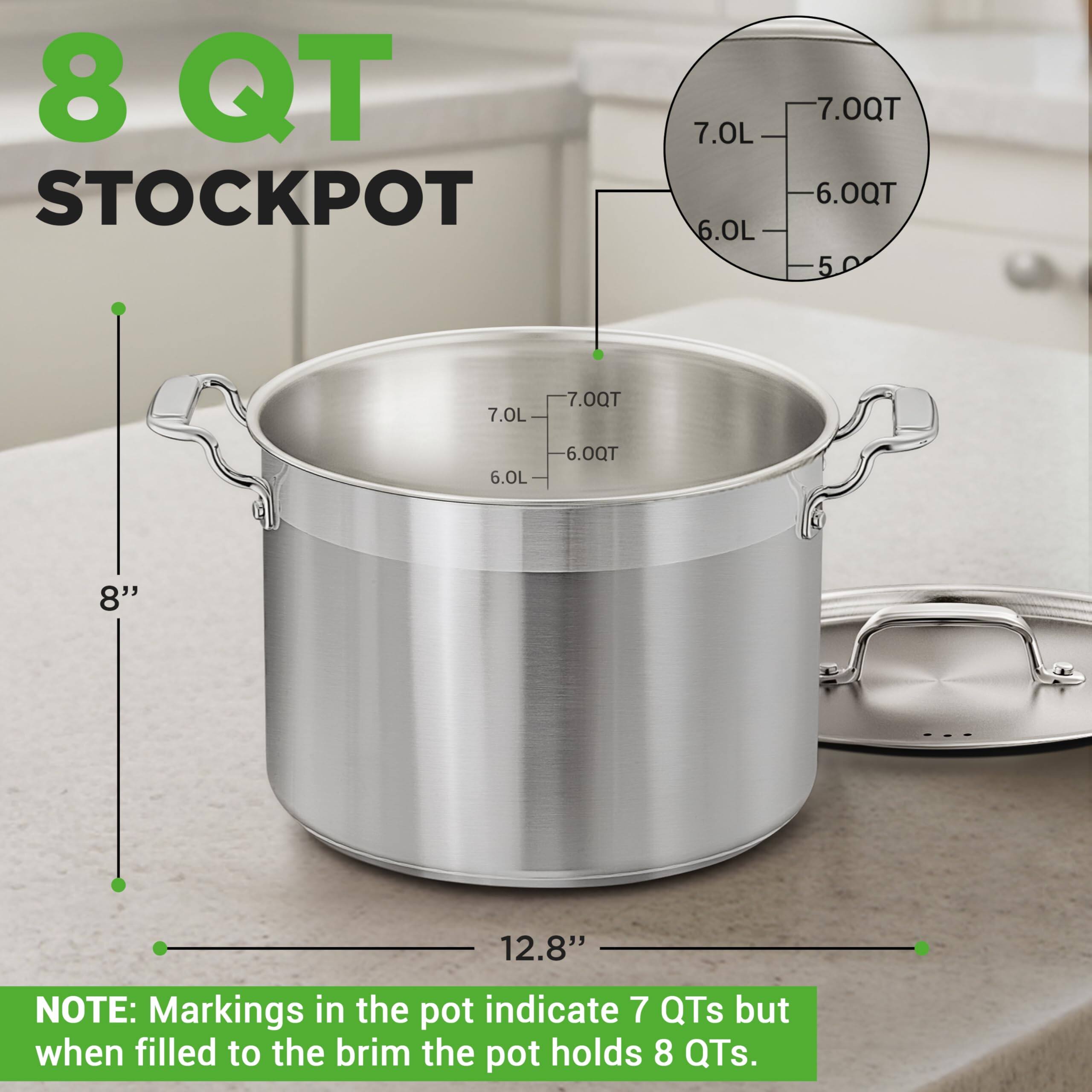 8 QT STOCKPOT

7.0L  
6.0L  
7.0QT  
6.0QT  
5.0  
7.0L  
7.0QT  
6.0L  
6.0QT  

8"  
12.8"  

NOTE: Markings in the pot indicate 7 QTs but when filled to the brim the pot holds 8 QTs.