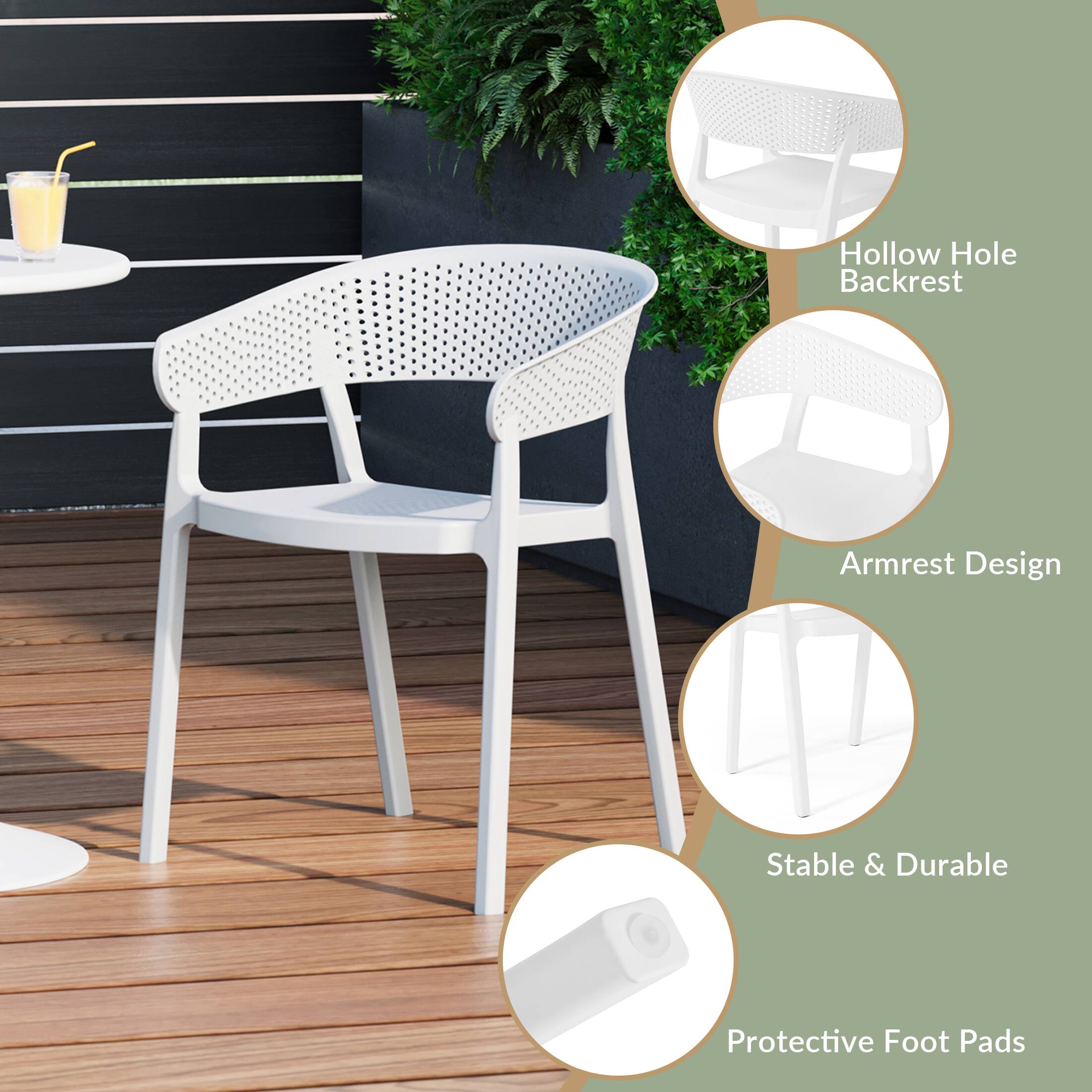 Hollow Hole Backrest  
Armrest Design  
Stable & Durable  
Protective Foot Pads