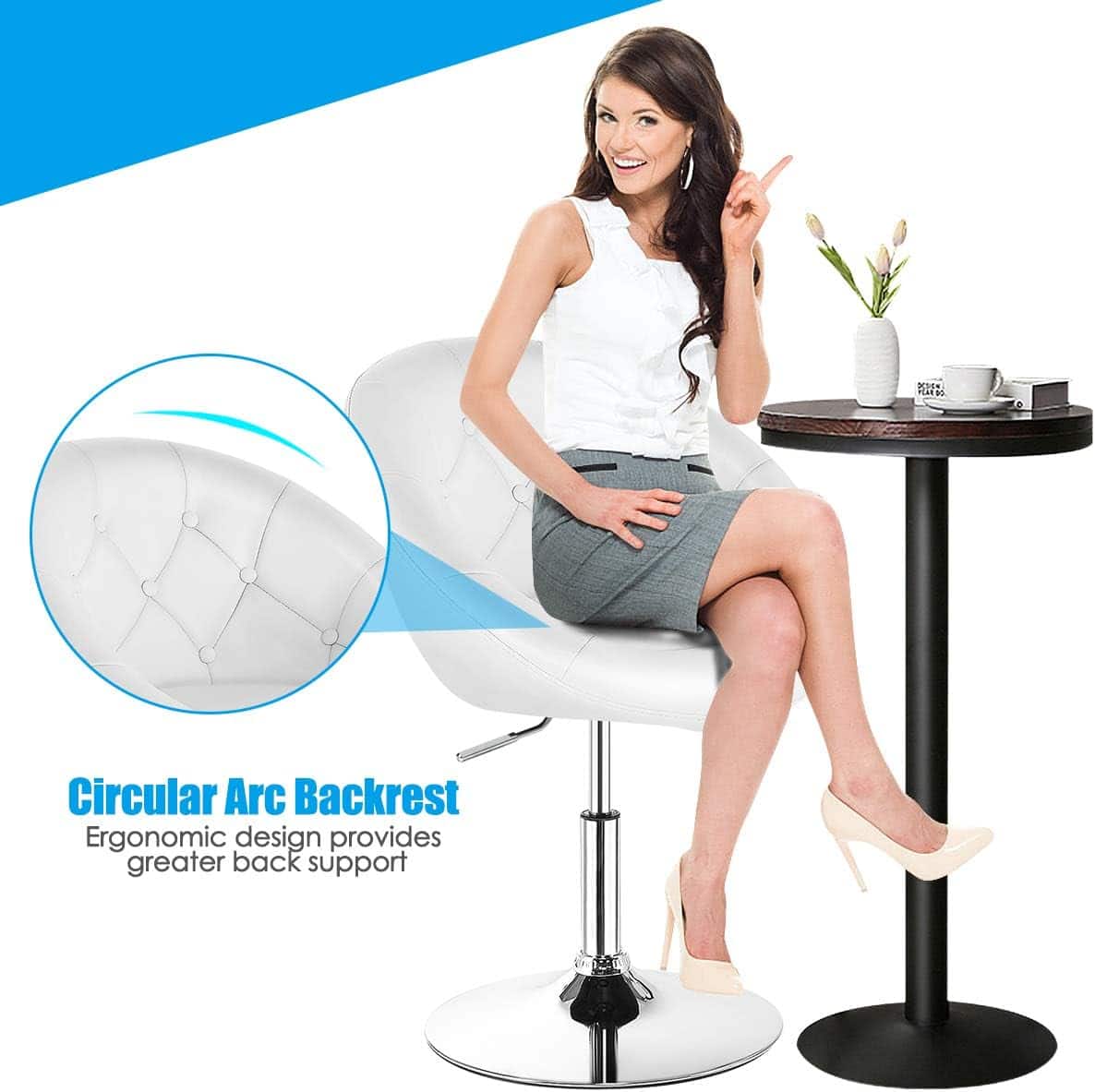 Circular Arc Backrest Ergonomic design provides greater back support.