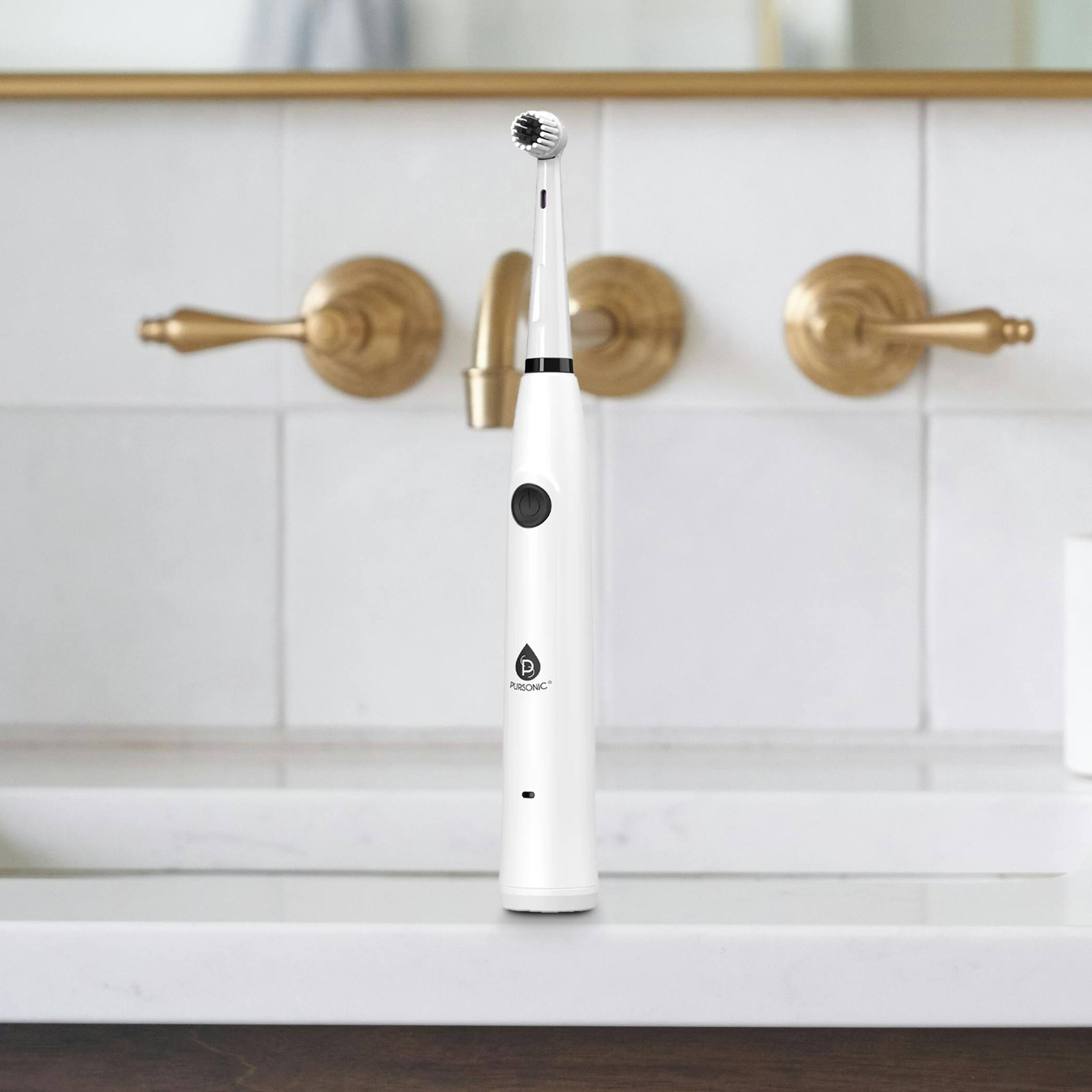 Alt View 2. Pursonic - Pursonic Mario Lopez Rechargeable USB Electric Toothbrush with 3 Brush Heads in White - White.