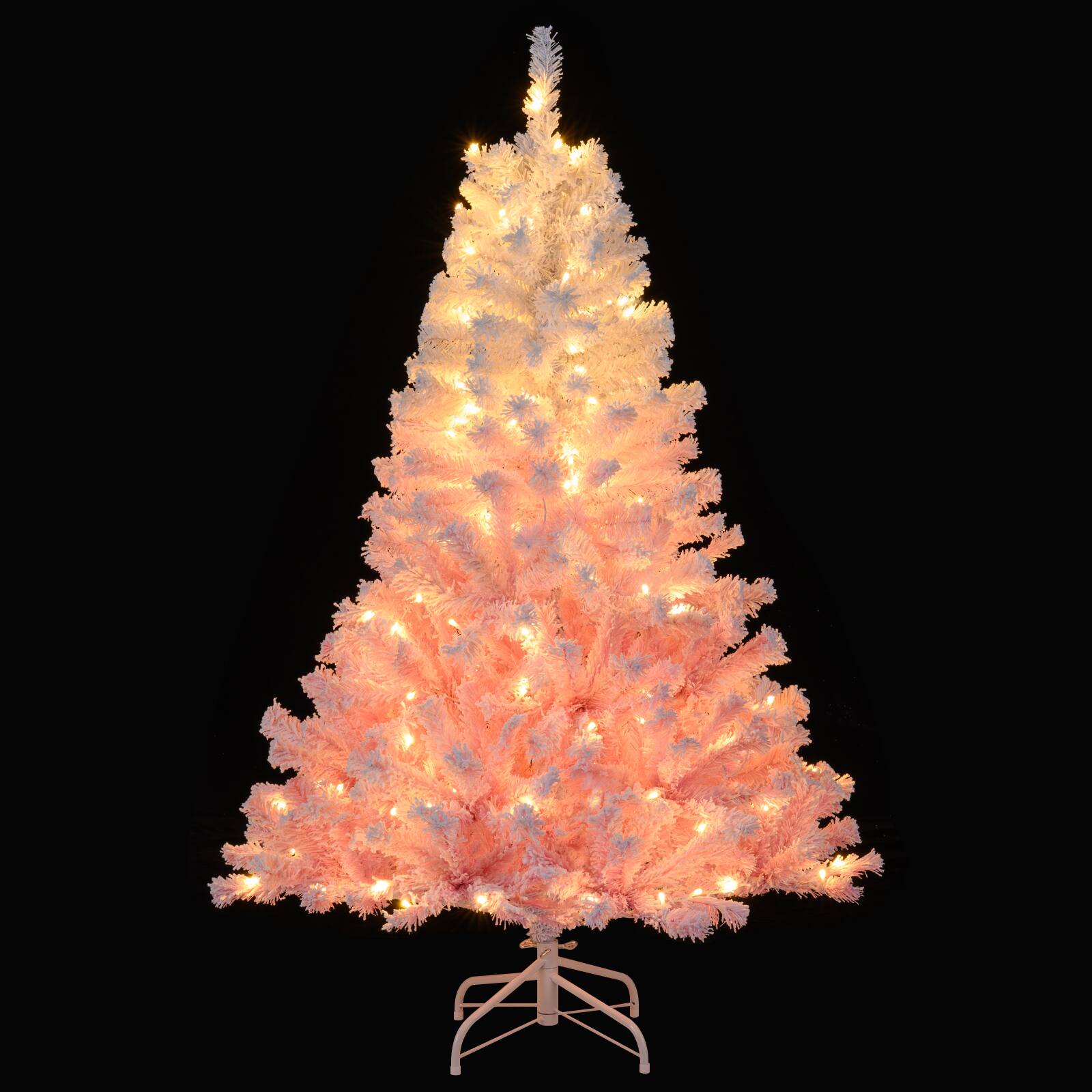 Alt View 9. Gymax - Gymax 5 FT Artificial Christmas Tree Hinged Snow Flocked Xmas Tree w/ 456 Branch Tips - Pink.