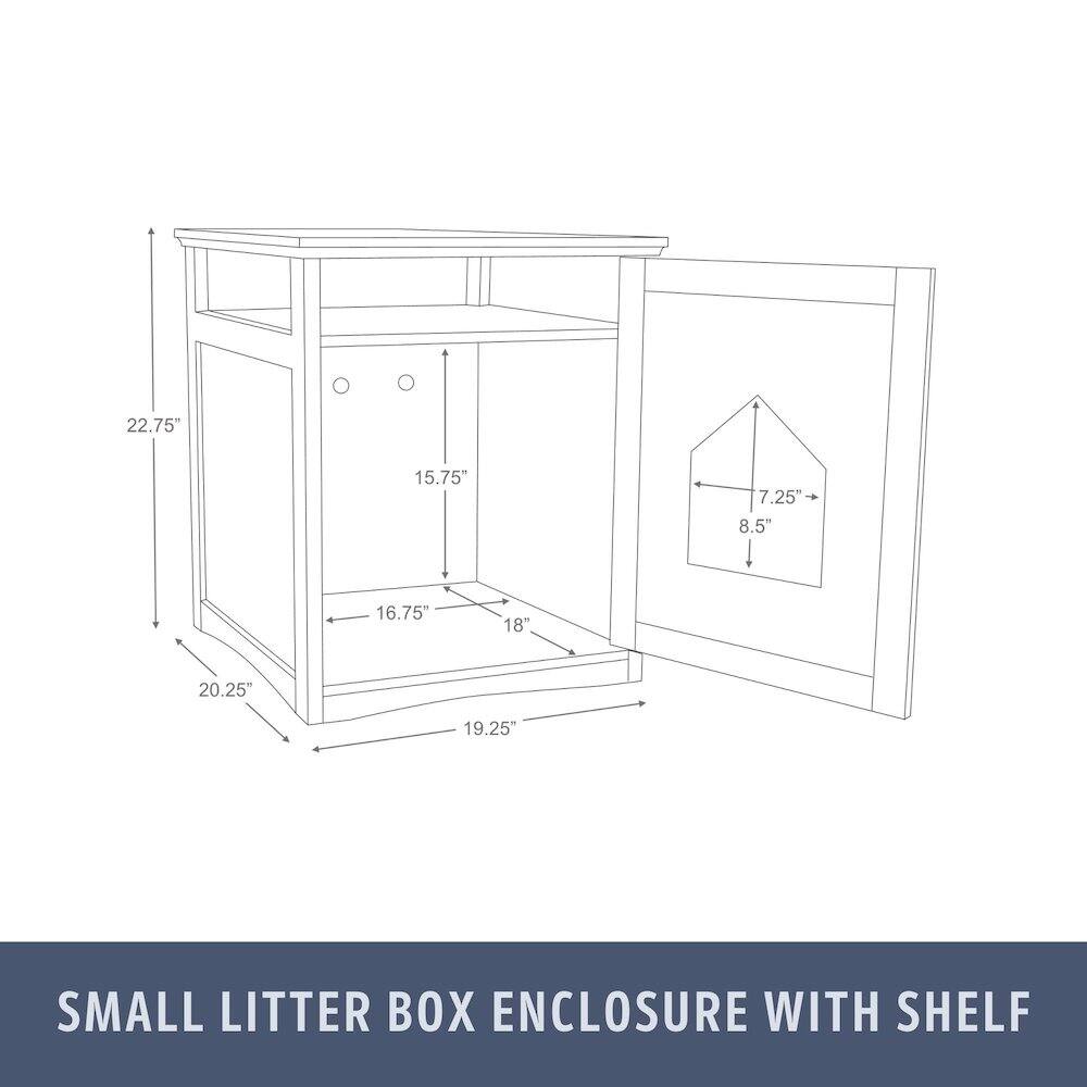 22.75" 15.75" 7.25" 8.5" 16.75" 18" 20.25" 19.25" SMALL LITTER BOX ENCLOSURE WITH SHELF