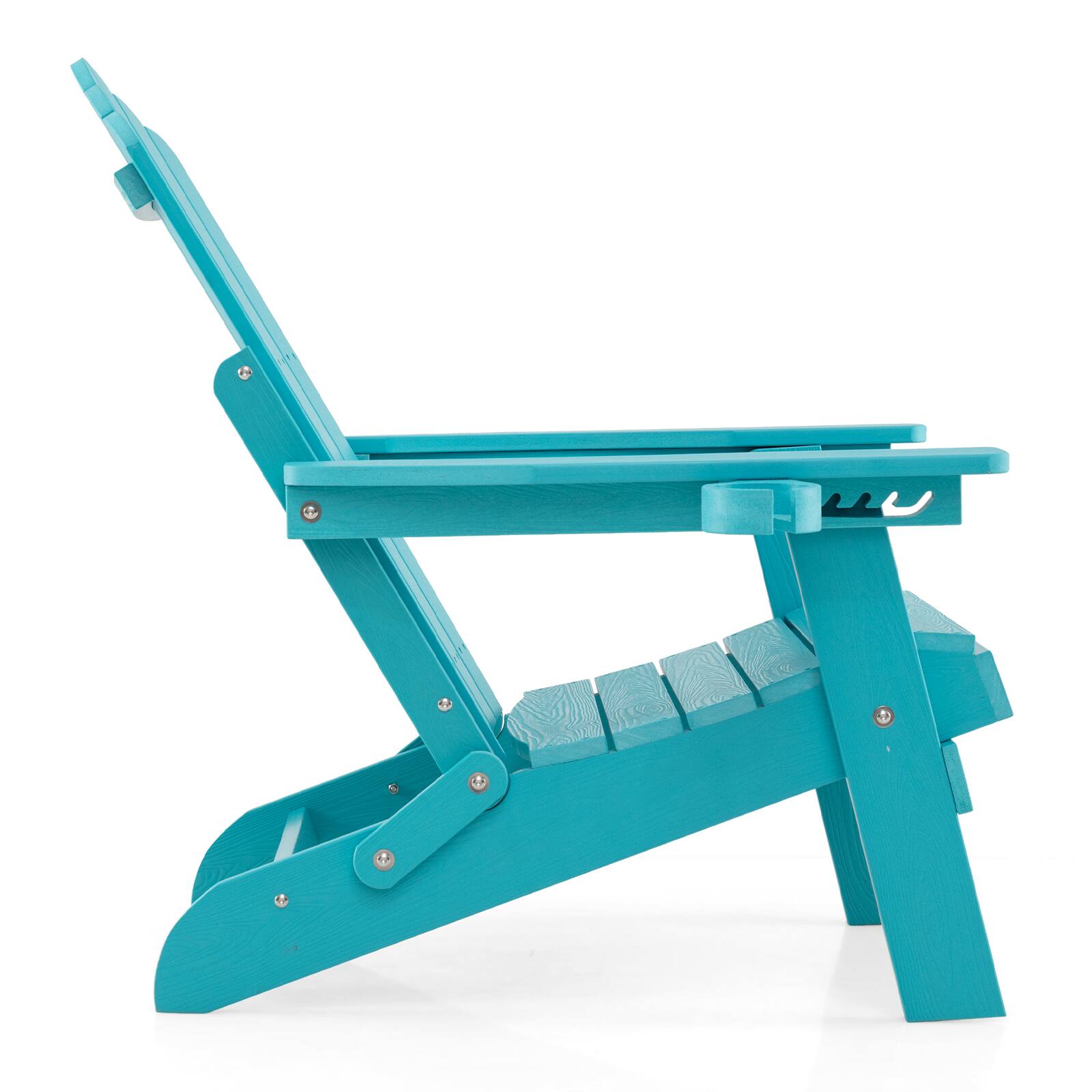 Alt View 9. Gymax - Gymax Folding Adirondack Chair w/5-Level Backrest Wooden Textured for Lawn Poolside Turquoise - Green.