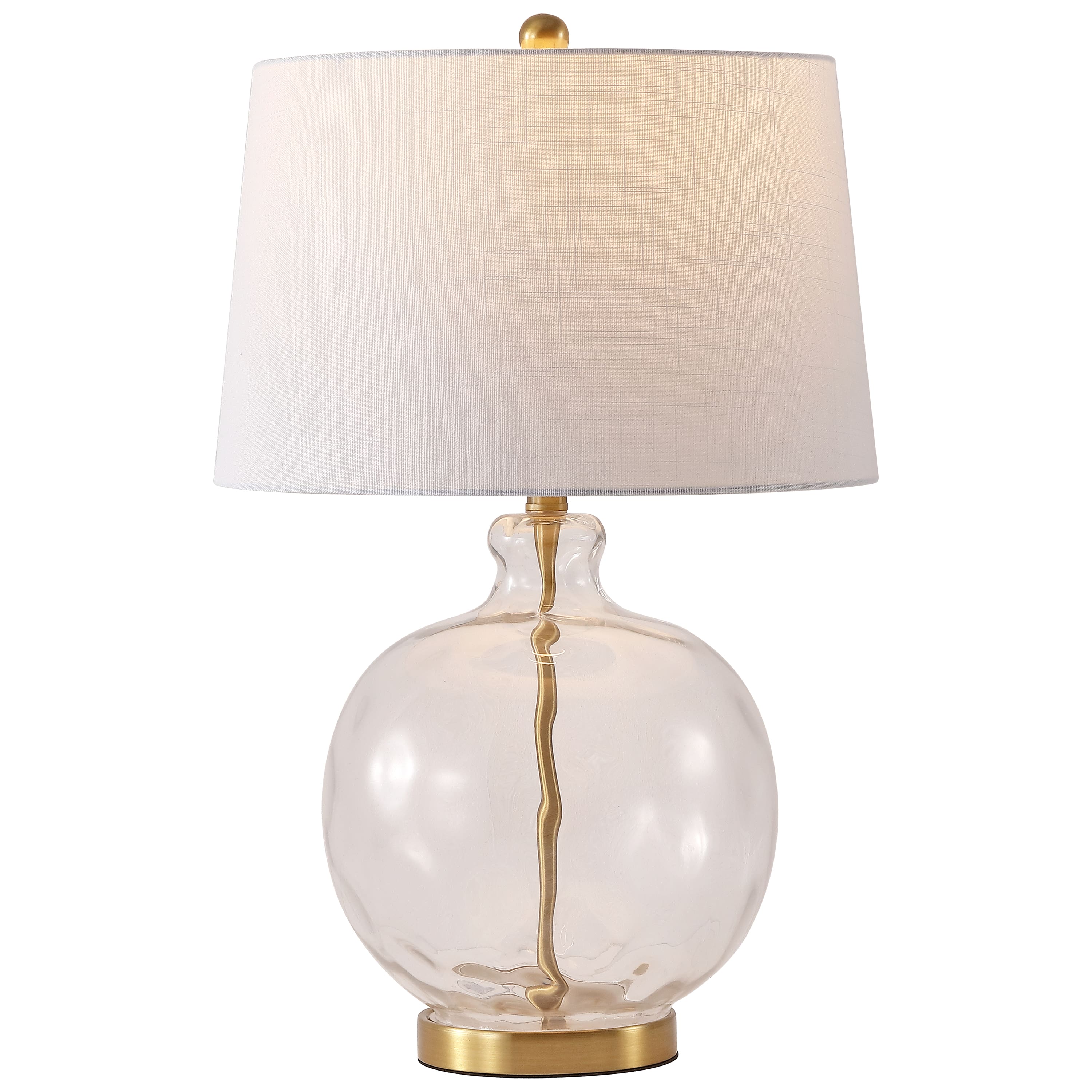 "Jonathan Y - Rae 26.5"" Contemporary Glam Clear Glass and Brass Gold Metal Gourd Table Lamp for Living Room - Light Brown" price history on PriceWatchPro