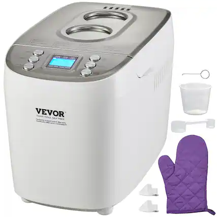 1. BASIC
2. FRENCH
3. SWEET WHOLE WHEAT
4. GLUTEN BUTTERMILK MILK
5. SUPER FREE
6. KNEAD
7. CAKE DOUGH
8. PASTA
9. YOGURT DOUGH
10. MENU
MALE! 2.00 BAKE 25 HOME MADE
TIMER TIMER
2000g 2,730g 2.5LB 1100g
LOAF SIZE COLOR
START STOP
400
VEVOR TOUGH TOOLS, HALF PRICE
Technical Support Certificate www.vevor.com/support
E-Warranty www.vevor.com/support